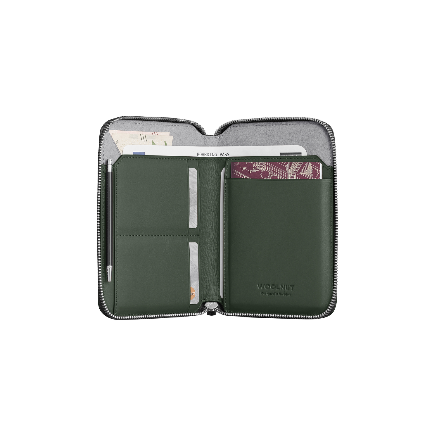 Woolnut Leather Travel Folio - Green