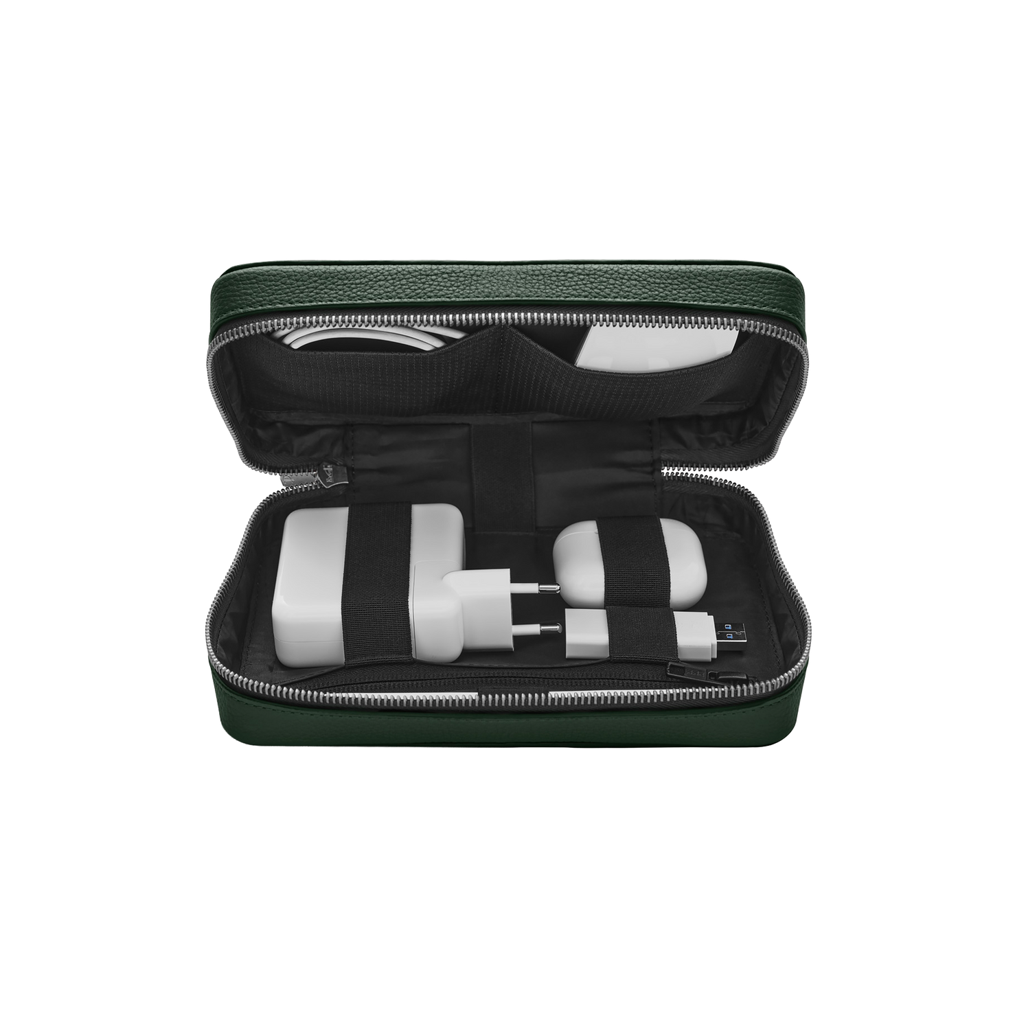 Woolnut Leather Tech Organiser - Green