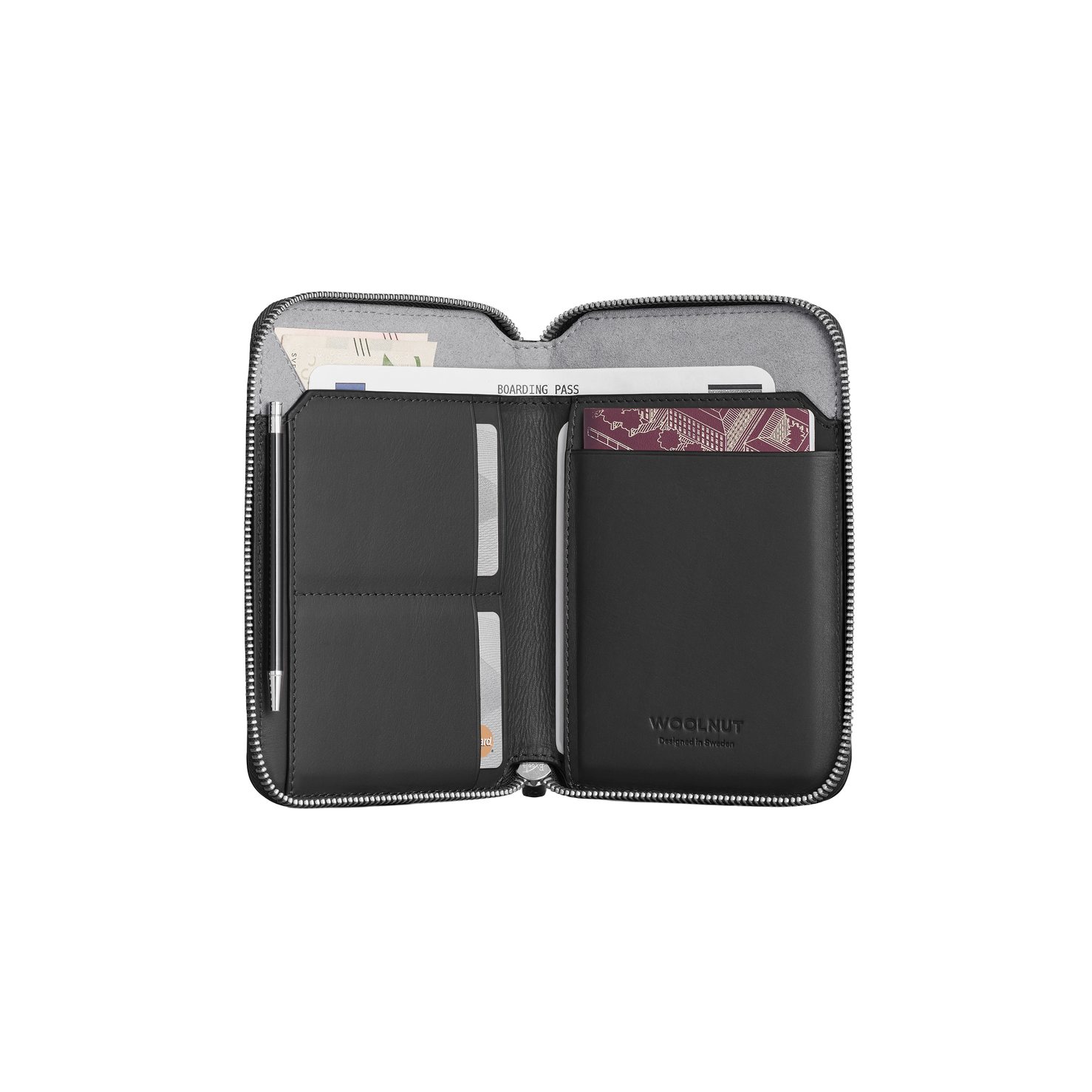 Woolnut Leather Travel Folio - Black