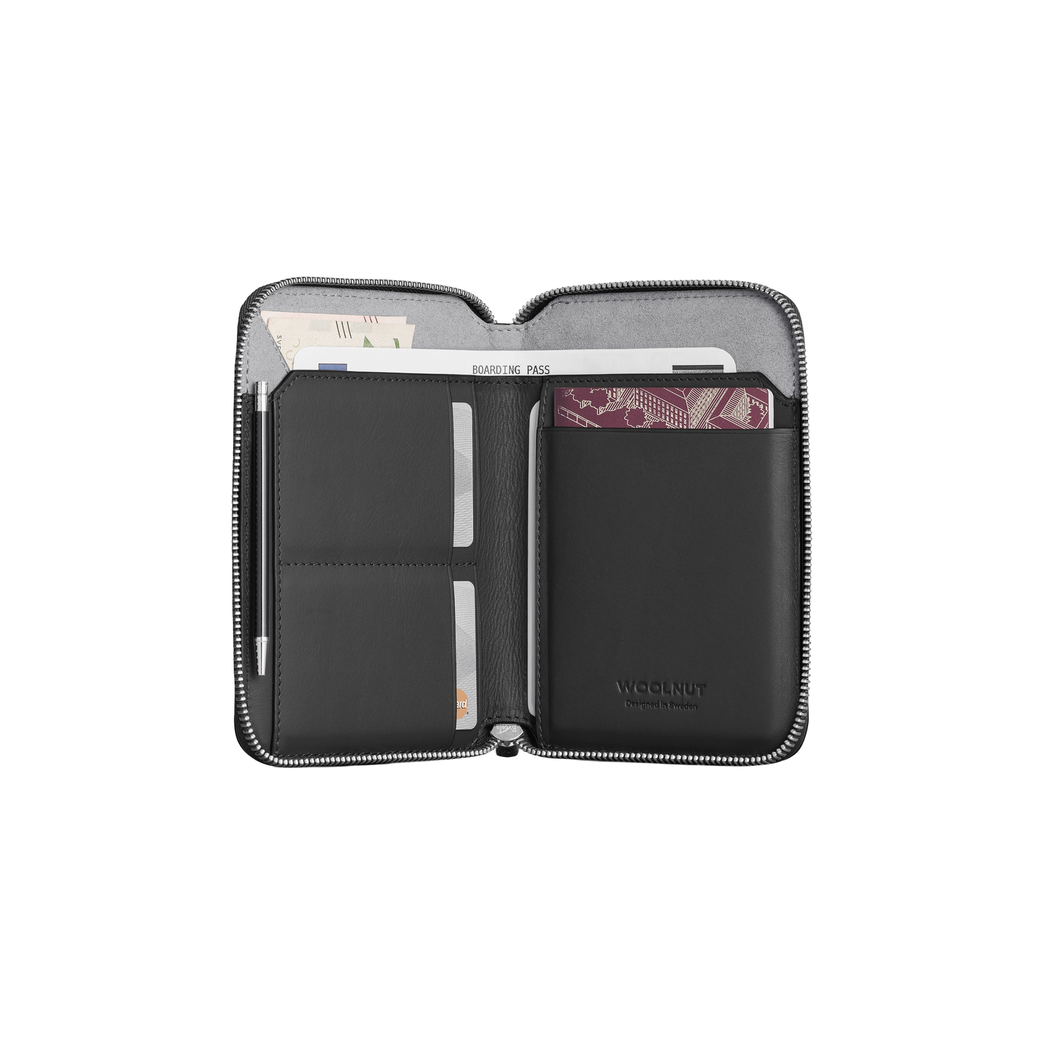 Woolnut Leather Travel Folio - Black