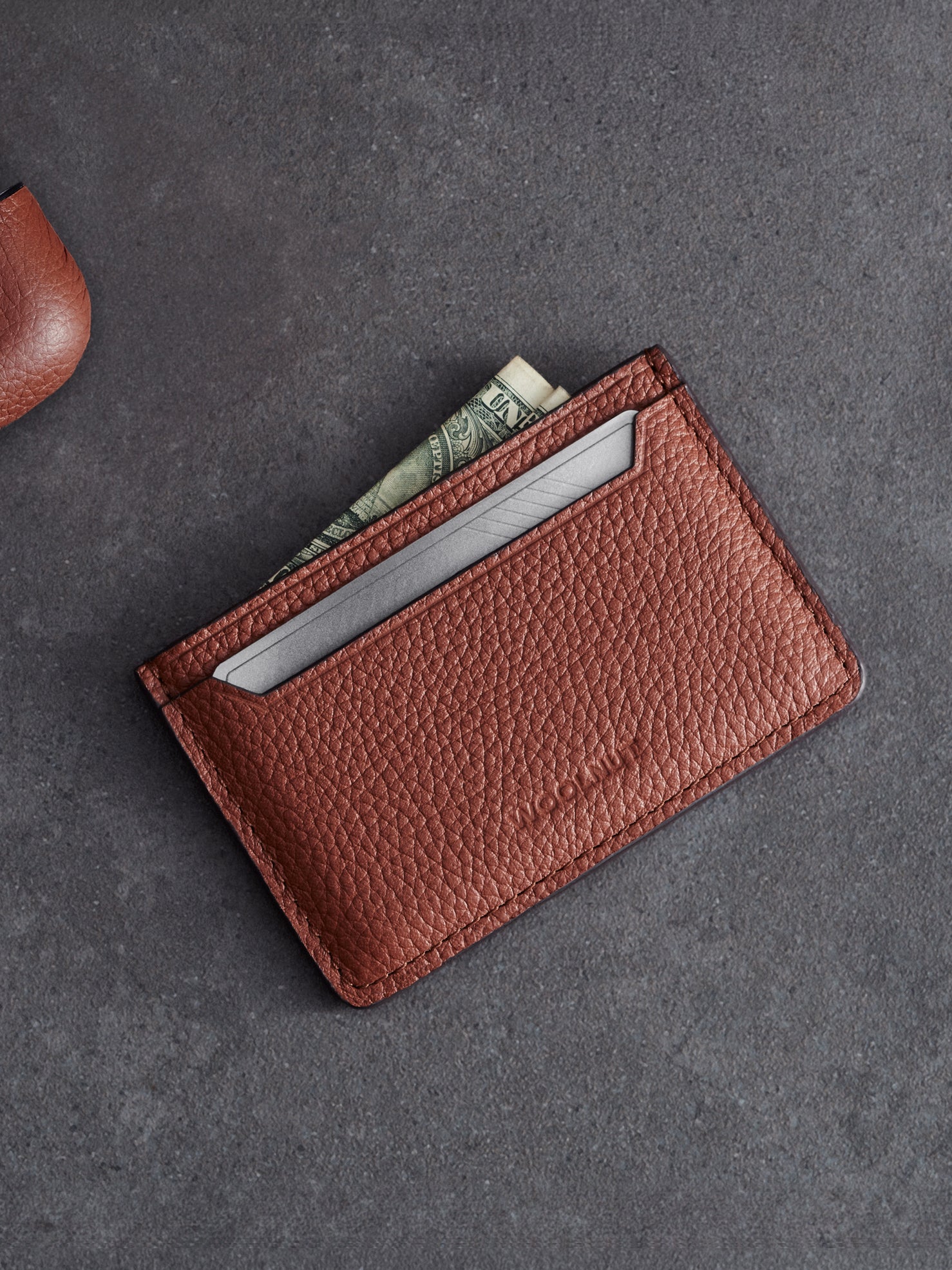 Woolnut Leather Card Holder - Cognac