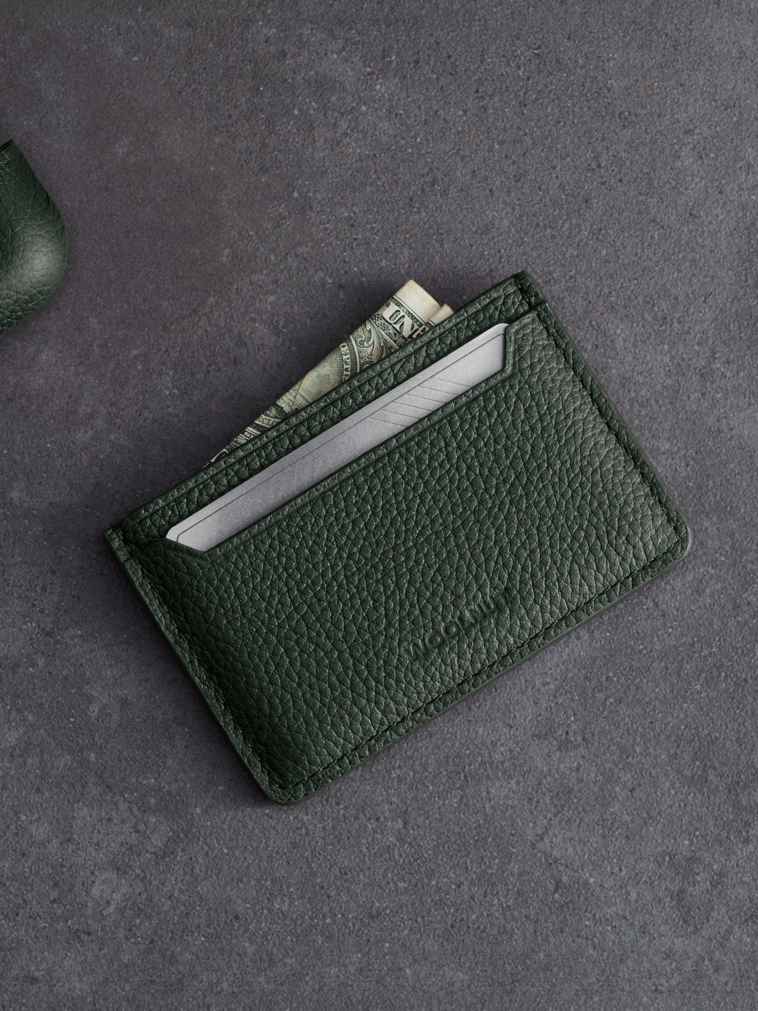 Woolnut Leather Card Holder - Green