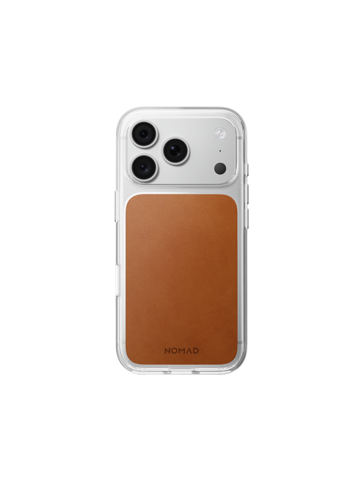 Nomad Clear Case with Horween Leather for iPhone 18 Pro - Saddle