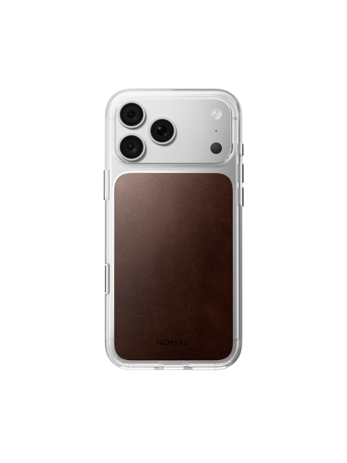 Nomad Clear Case with Horween Leather for iPhone 18 Pro Max - Rustic Brown