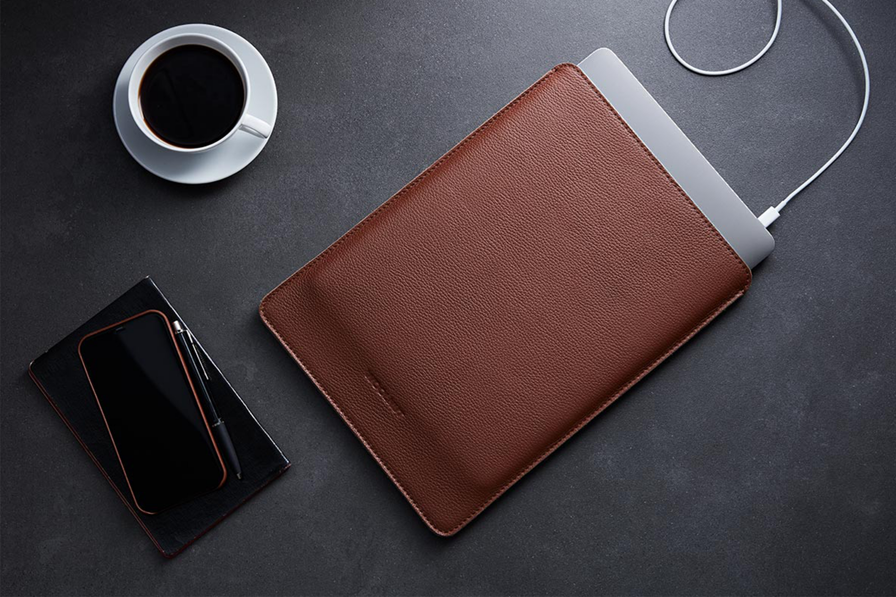 Woolnut Leather Sleeve for 16-inch MacBook Pro - Cognac