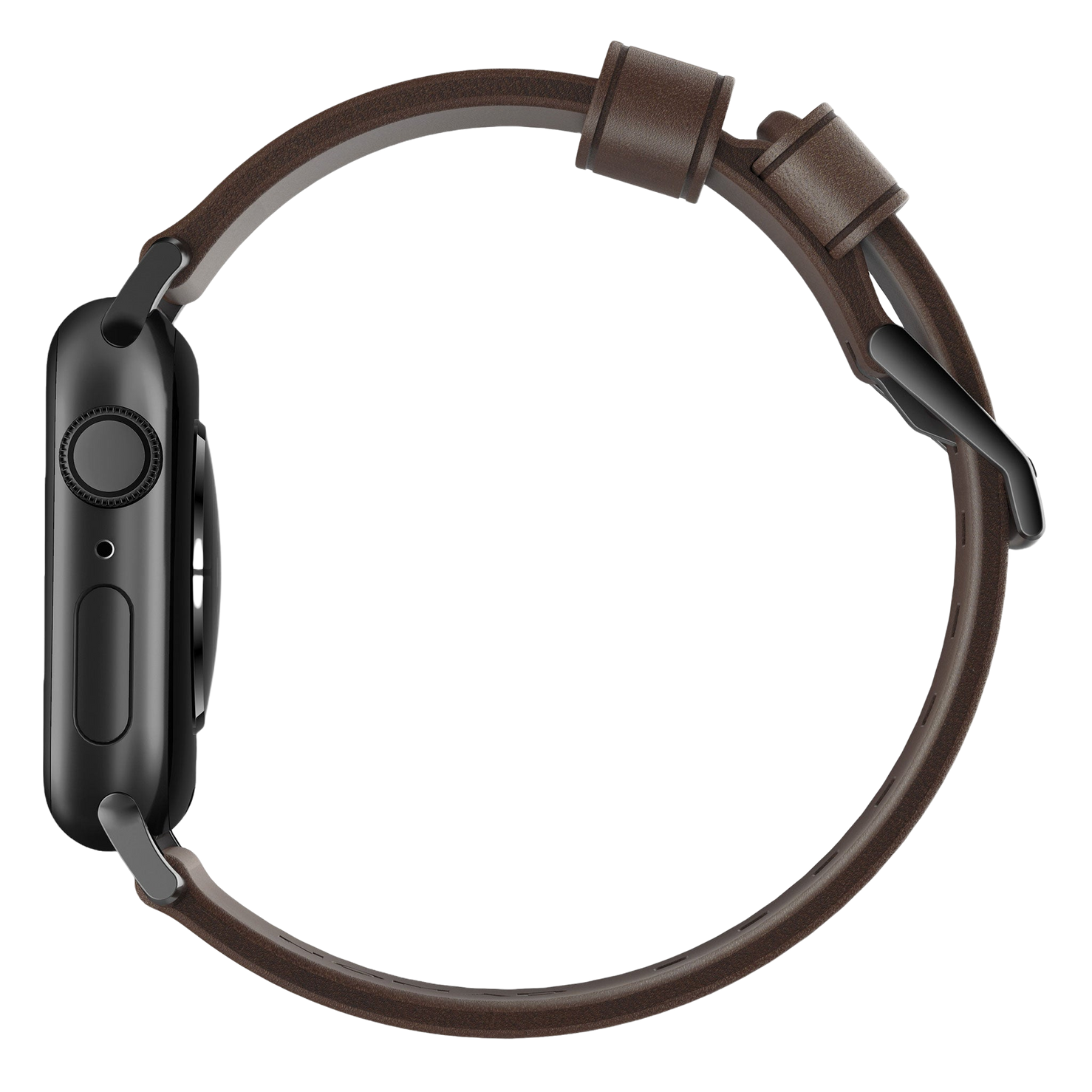 Nomad Modern Band with Horween Leather - 46/49mm - Brown - Black Hardware - Open Box