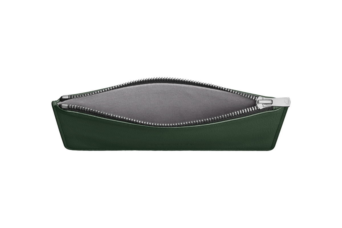 Woolnut Flat Leather Pouch - Green
