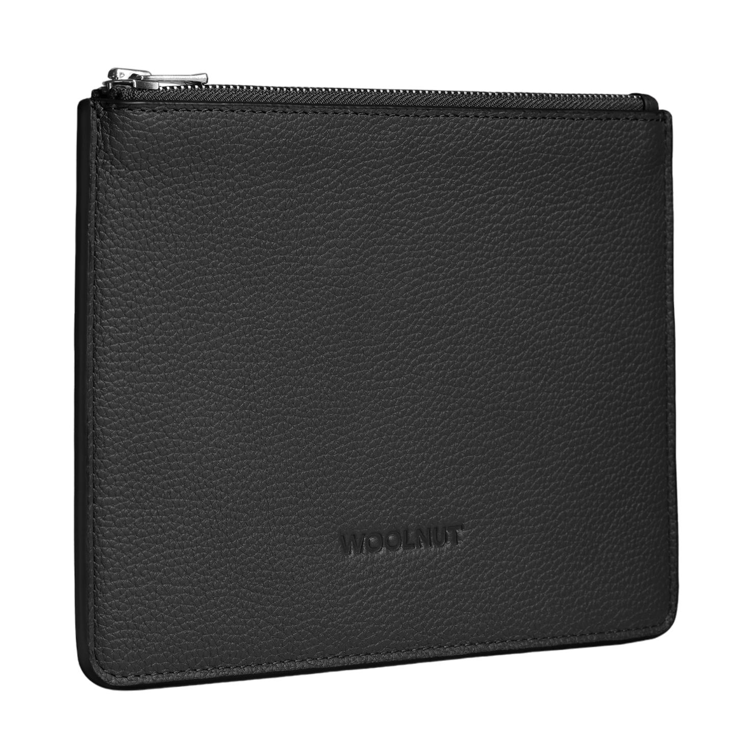 WOOLNUT Flat Leather Pouch - Black