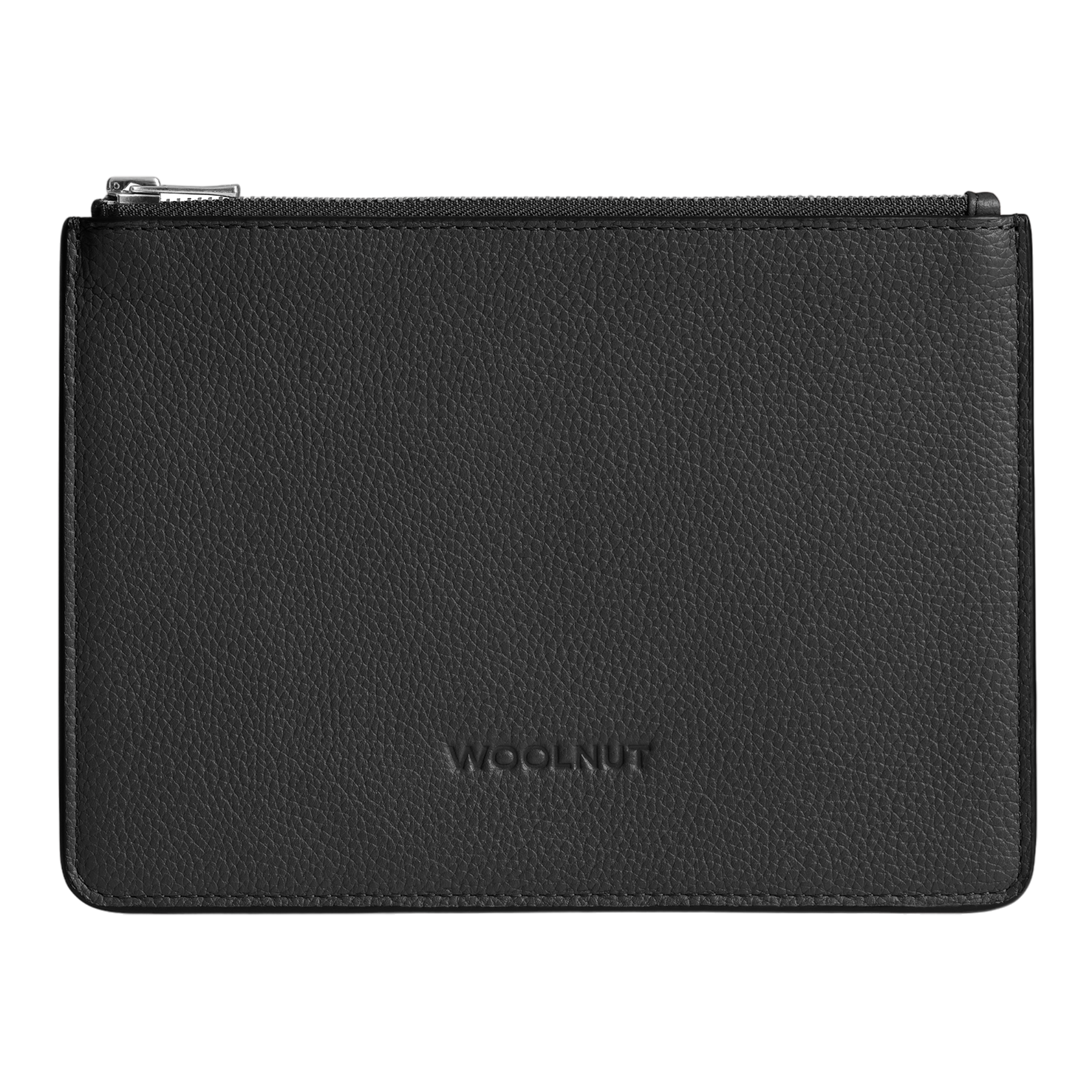 WOOLNUT Flat Leather Pouch - Black