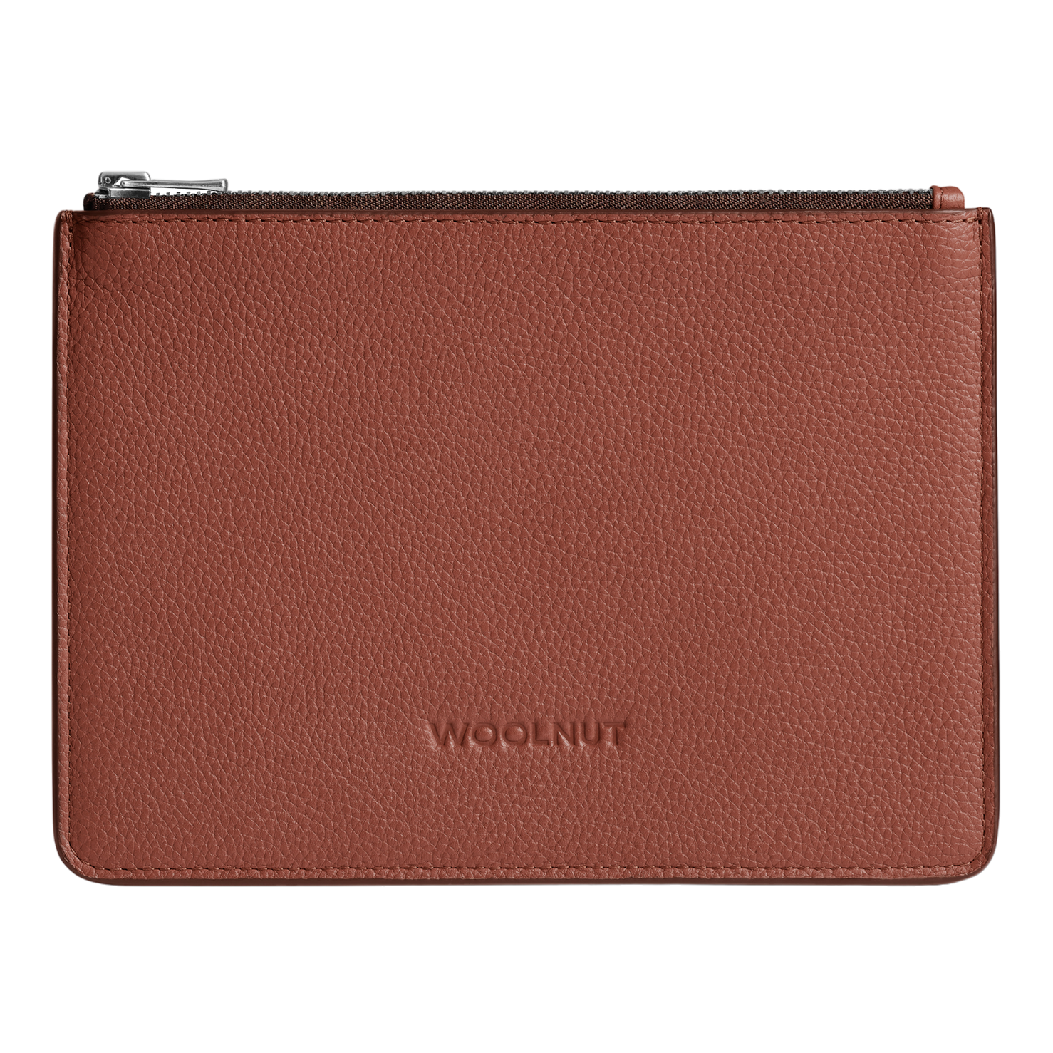 WOOLNUT Flat Leather Pouch - Cognac