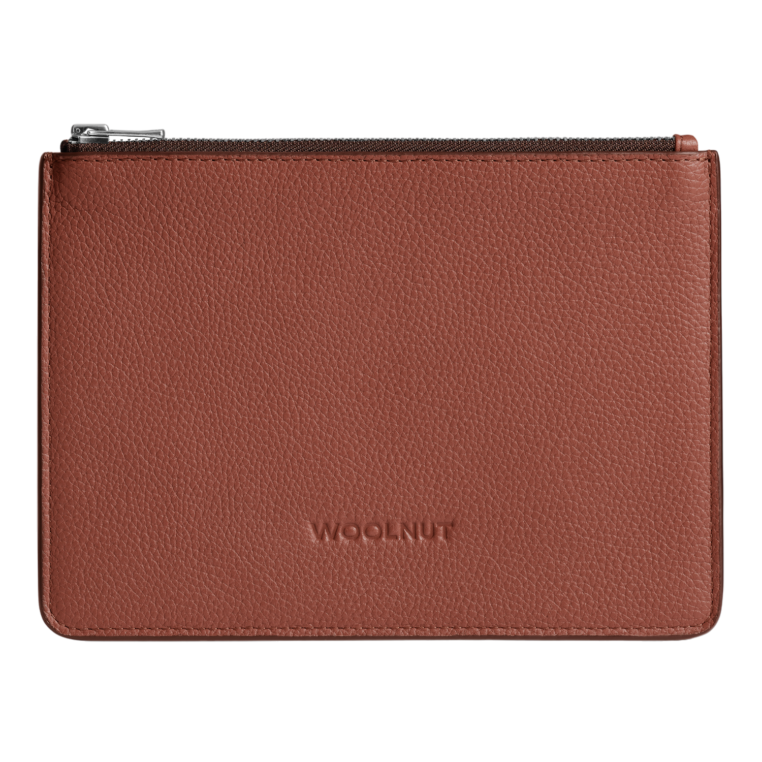 WOOLNUT Flat Leather Pouch - Cognac