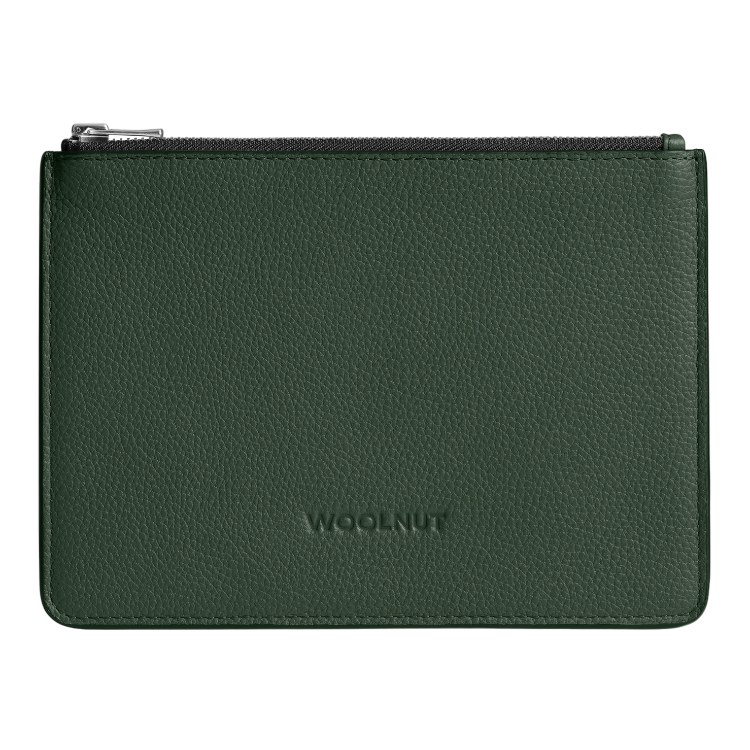 WOOLNUT Flat Leather Pouch - Green