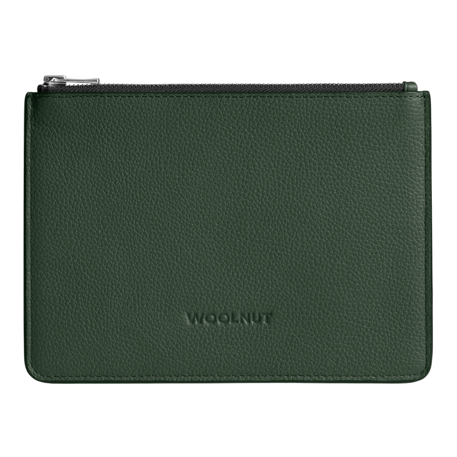 WOOLNUT Flat Leather Pouch - Green