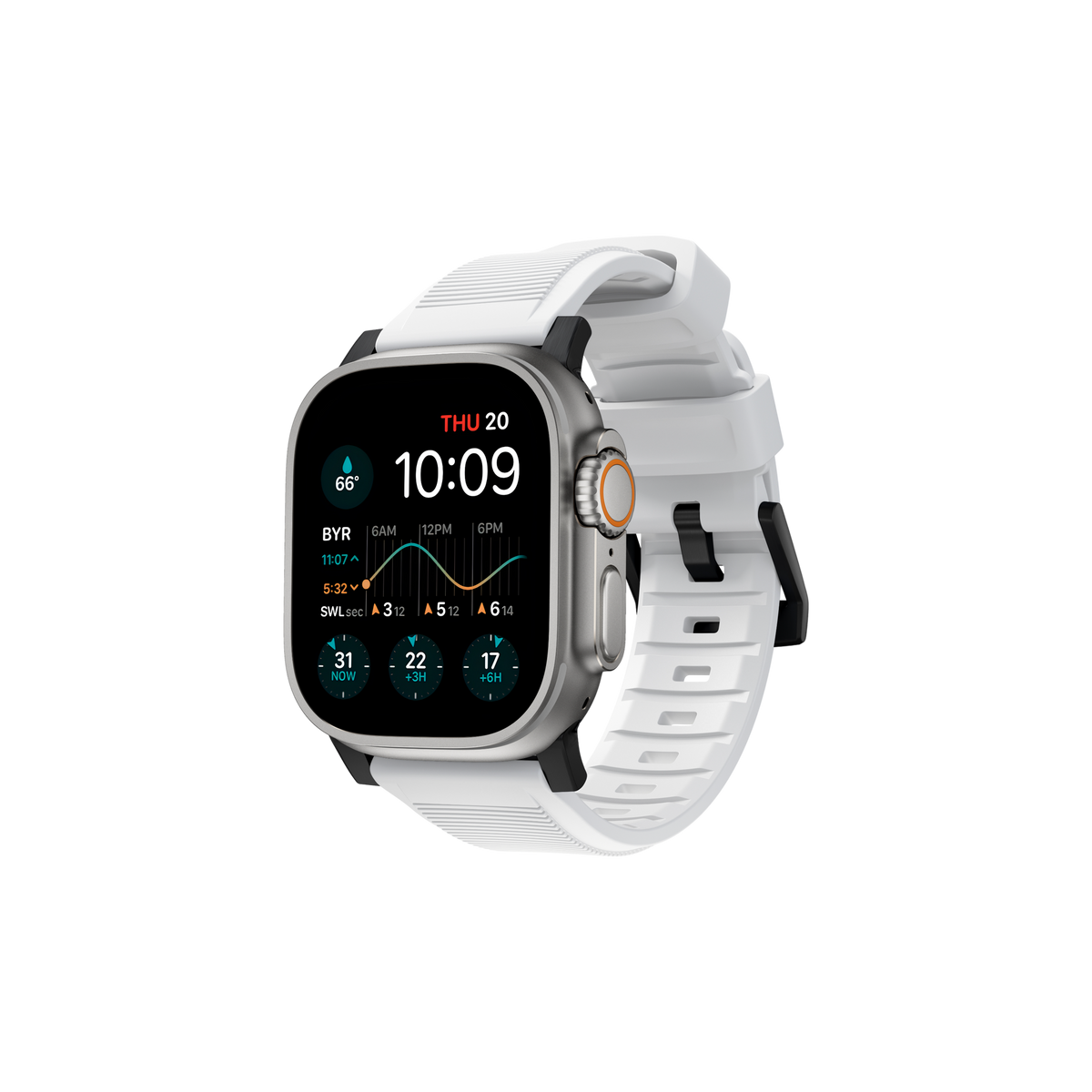 Nomad Rugged Band - 46/49mm - White - Black Hardware