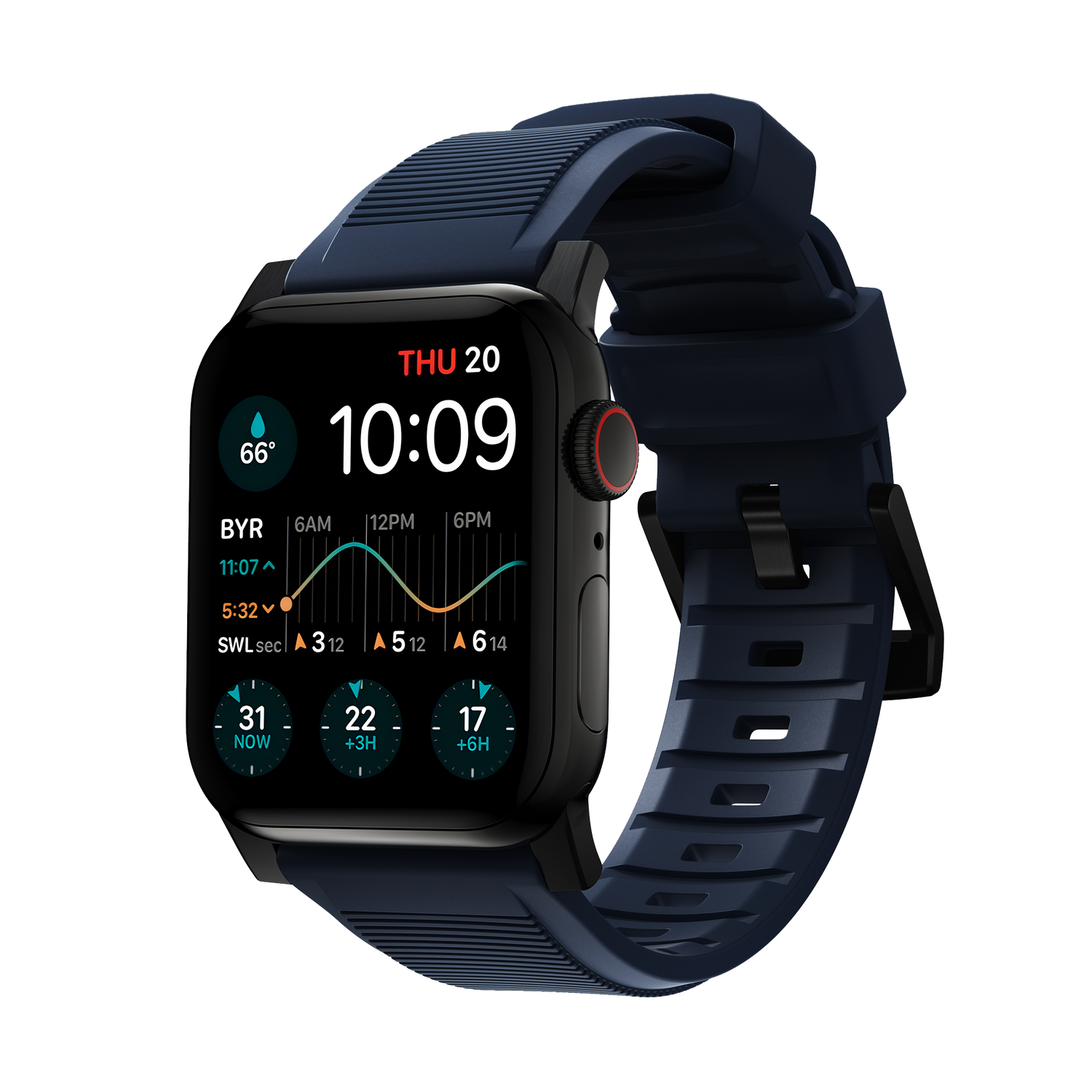 Nomad Rugged Band - 46/49mm - Atlantic Blue - Black Hardware