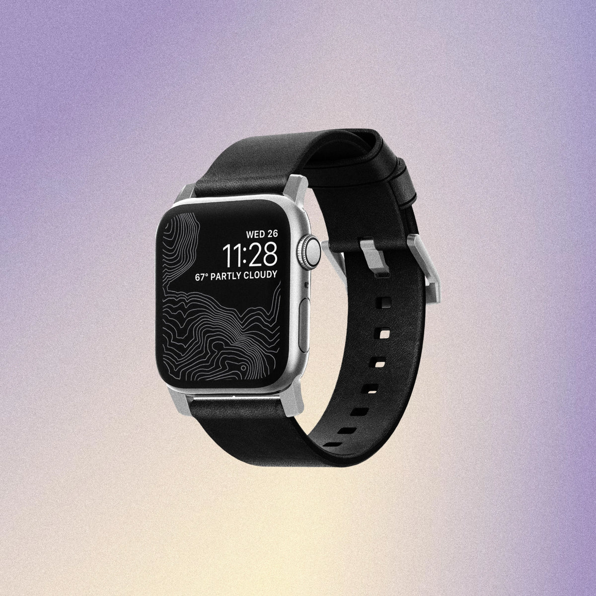 Nomad Modern Band - Horween Leather - 46/49mm - Silver Hardware - Black