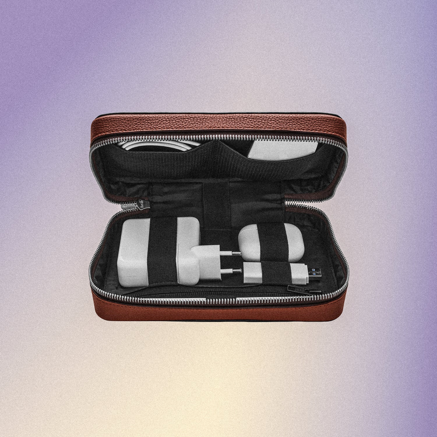 Woolnut Leather Tech Organiser - Cognac
