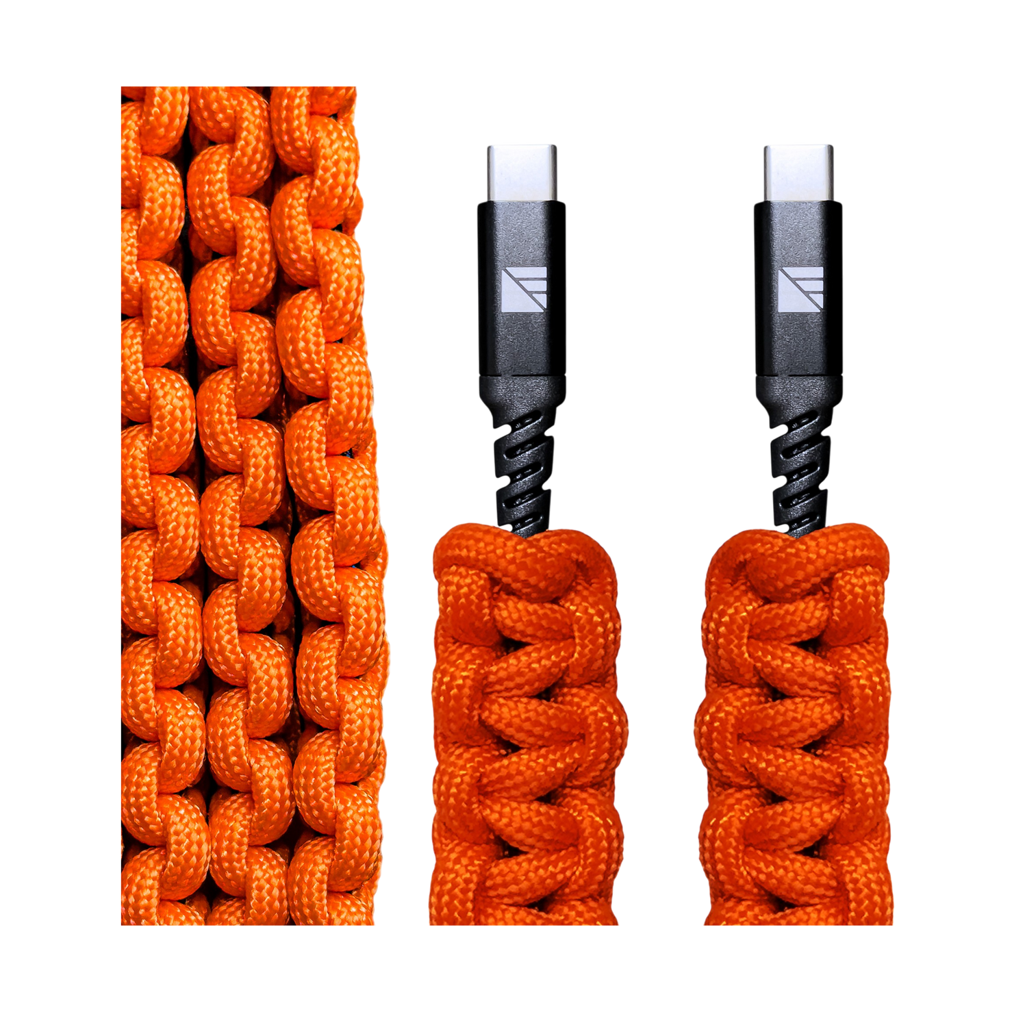 Dark Energy Paracord USB-C Cable - Hi-Vis Orange