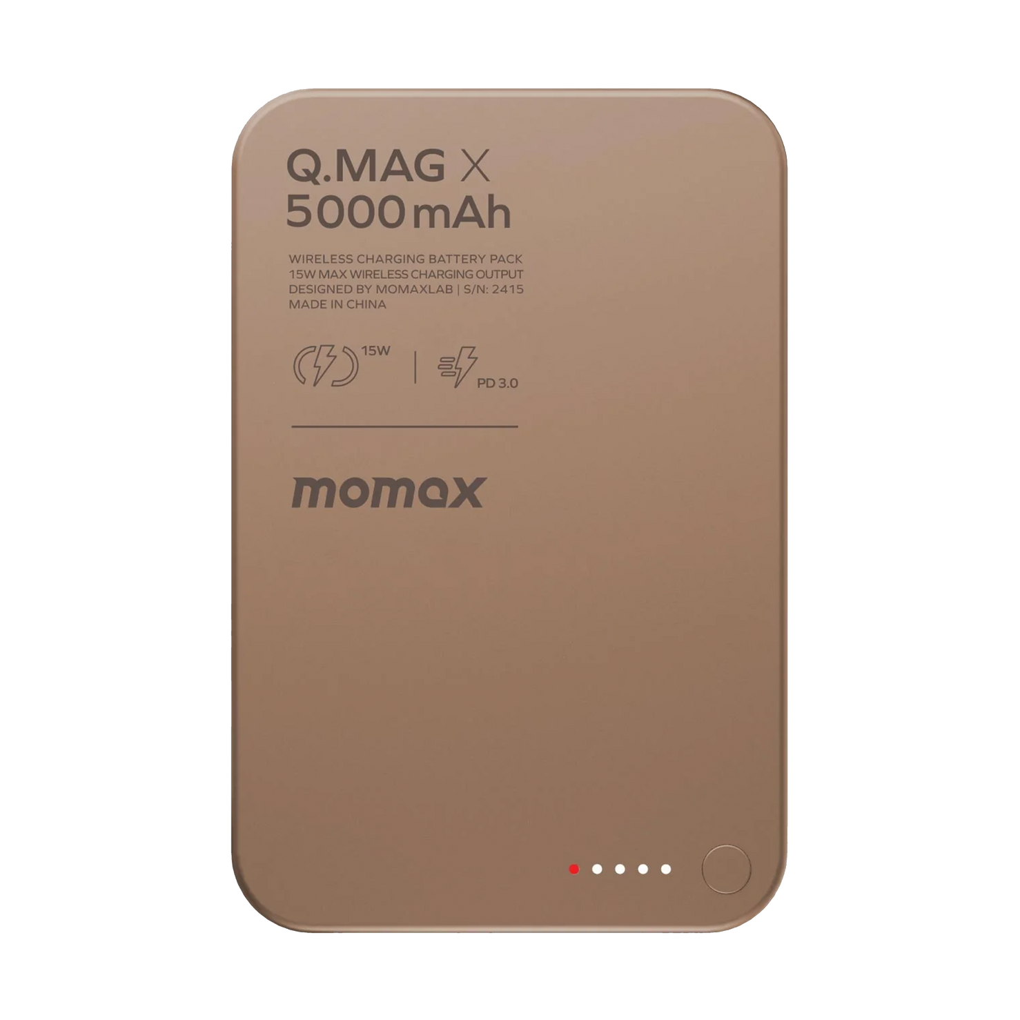 Momax Q.Mag X 5000mAh Magnetic Wireless Power Bank - Gen 2 - Sandstone