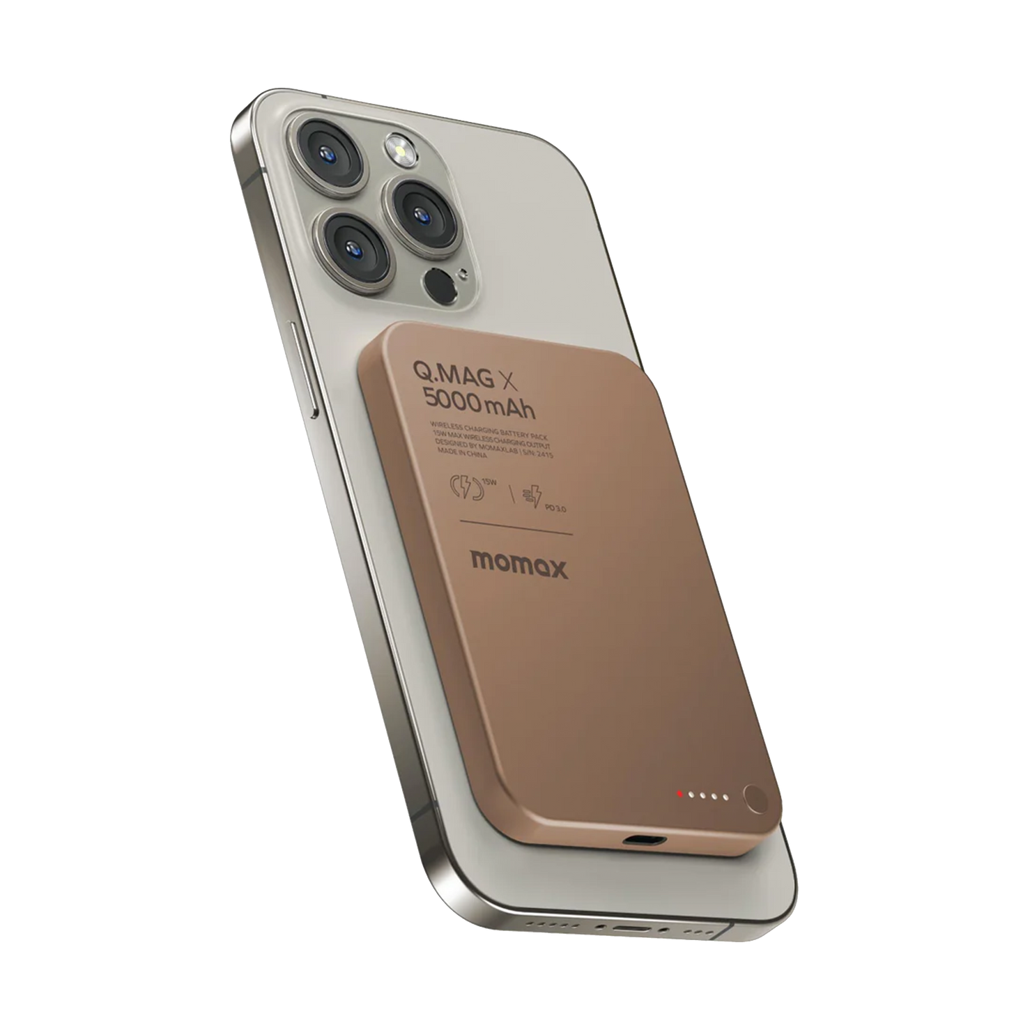 Momax Q.Mag X 5000mAh Magnetic Wireless Power Bank - Gen 2 - Sandstone