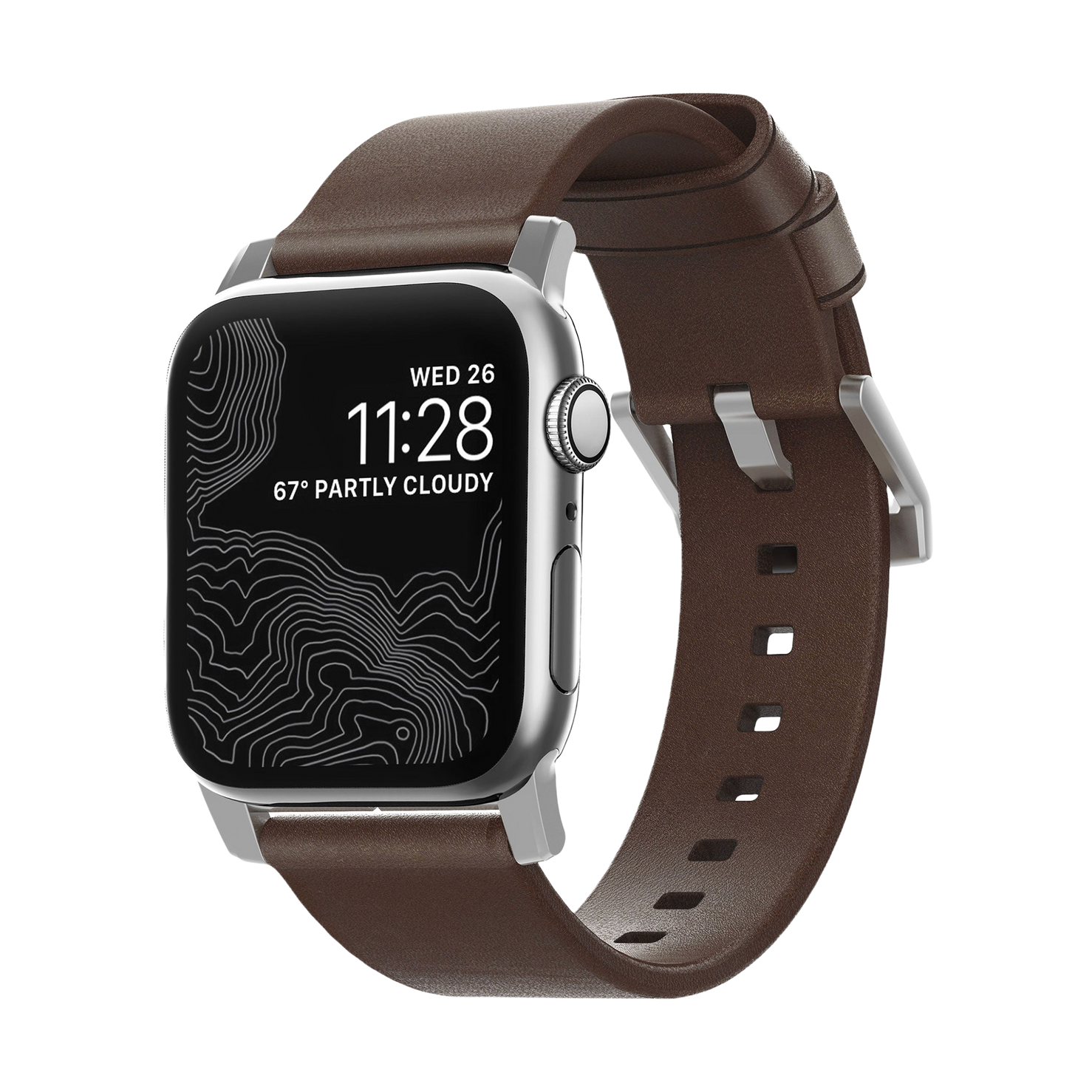 Nomad Modern Band with Horween Leather - 46/49mm - Brown - Silver Hardware