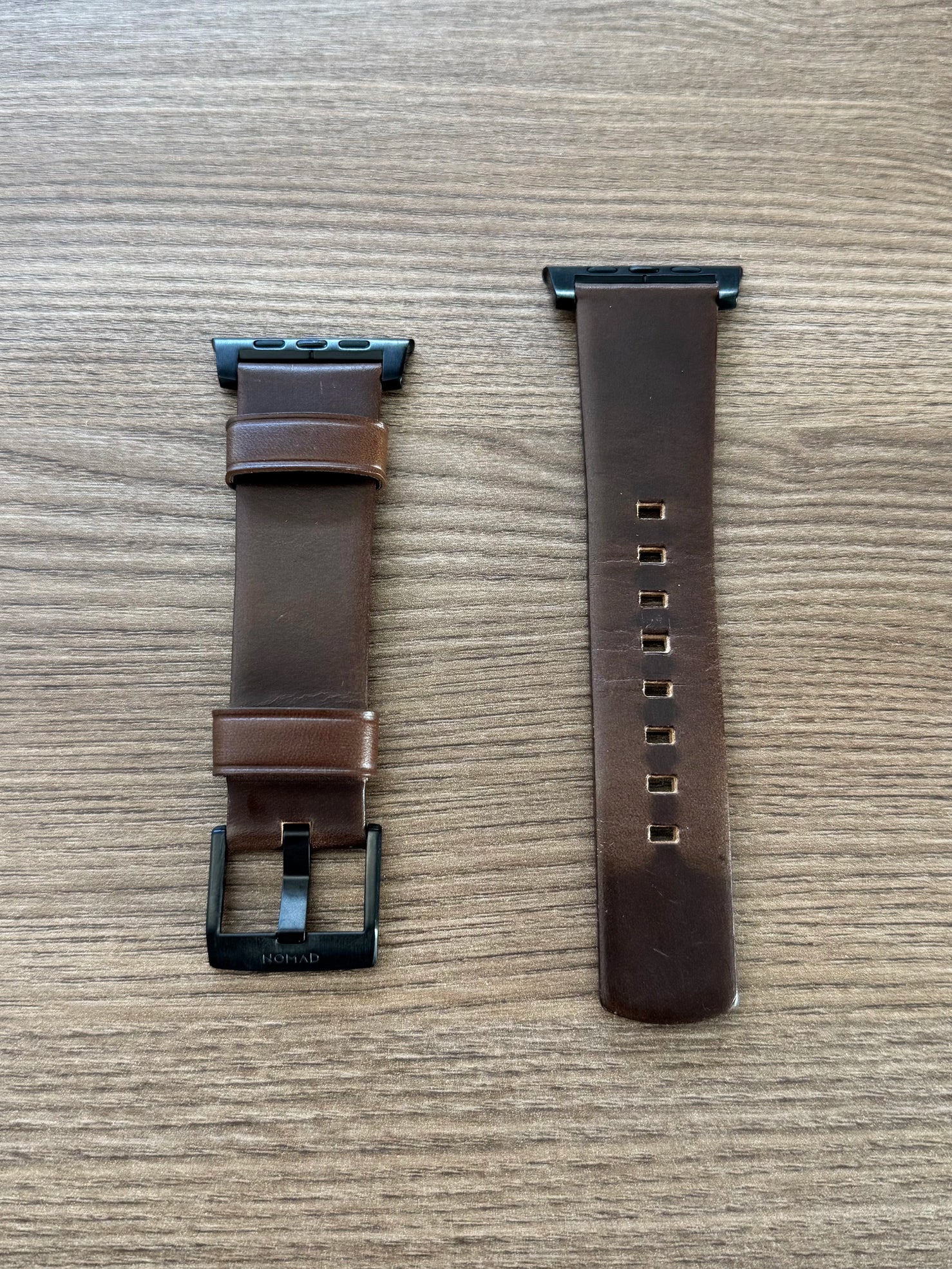 Nomad Modern Band with Horween Leather - 46/49mm - Brown - Black Hardware - Open Box