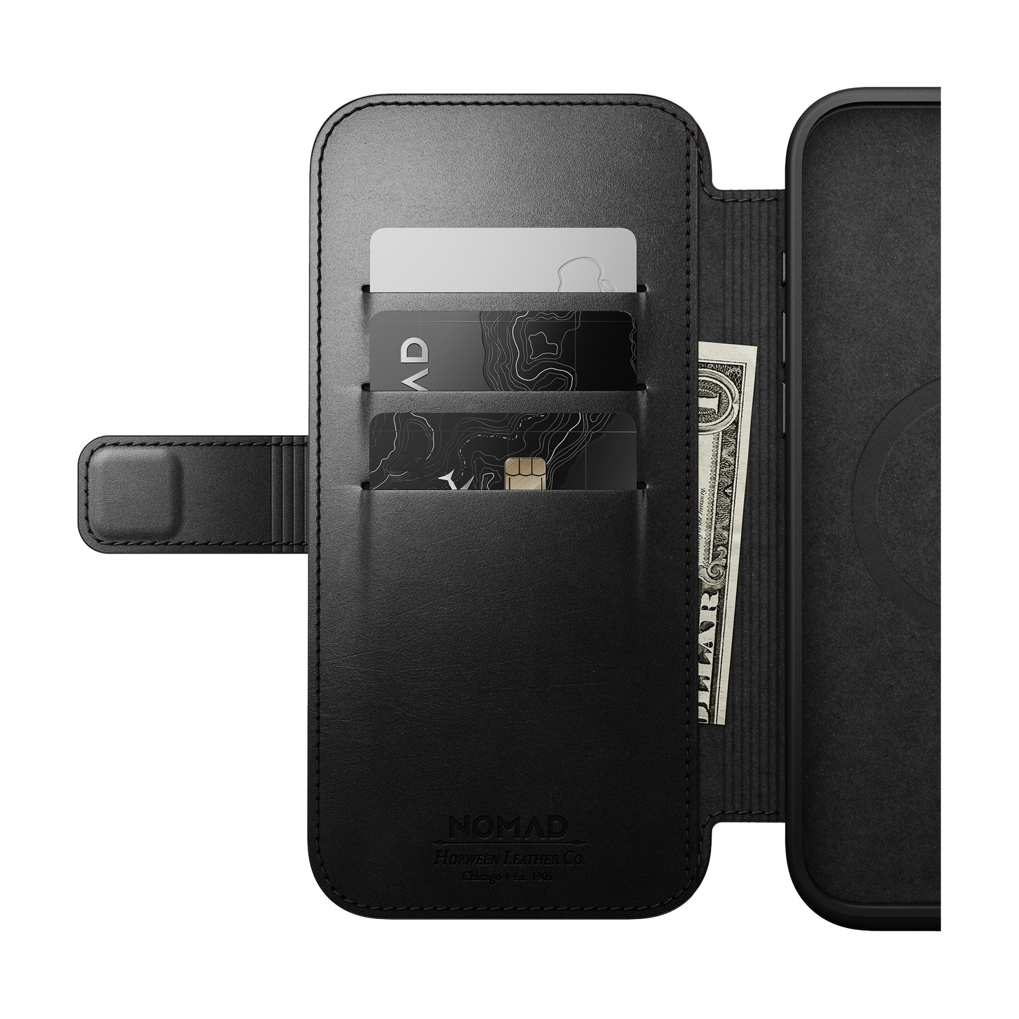 Nomad Modern Leather Folio with Horween Leather for iPhone 16 Pro Max - Black