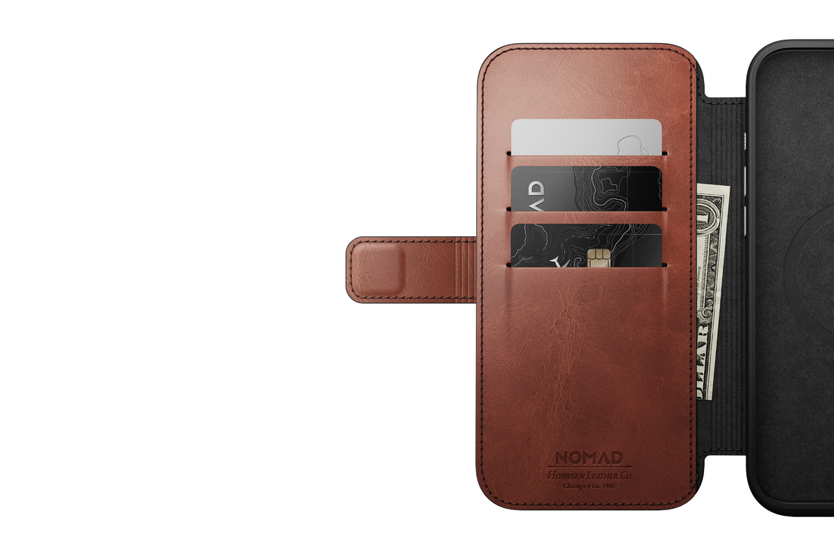 Nomad Modern Leather Folio with Horween Leather for iPhone 16 Pro Max - Olde Dublin