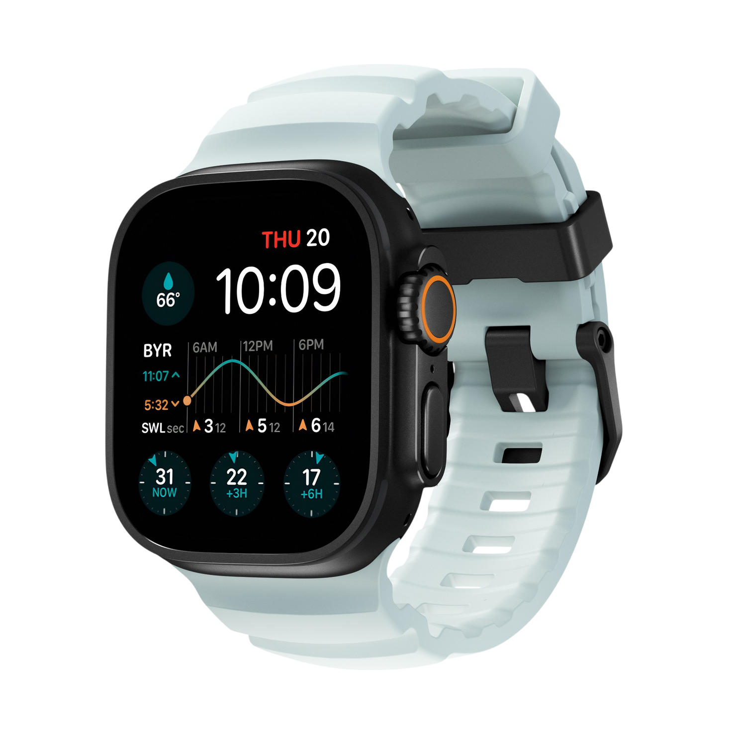 Nomad Rocky Point Band - 46/49mm - Icy Blue Glow - Black Hardware - Limited Edition