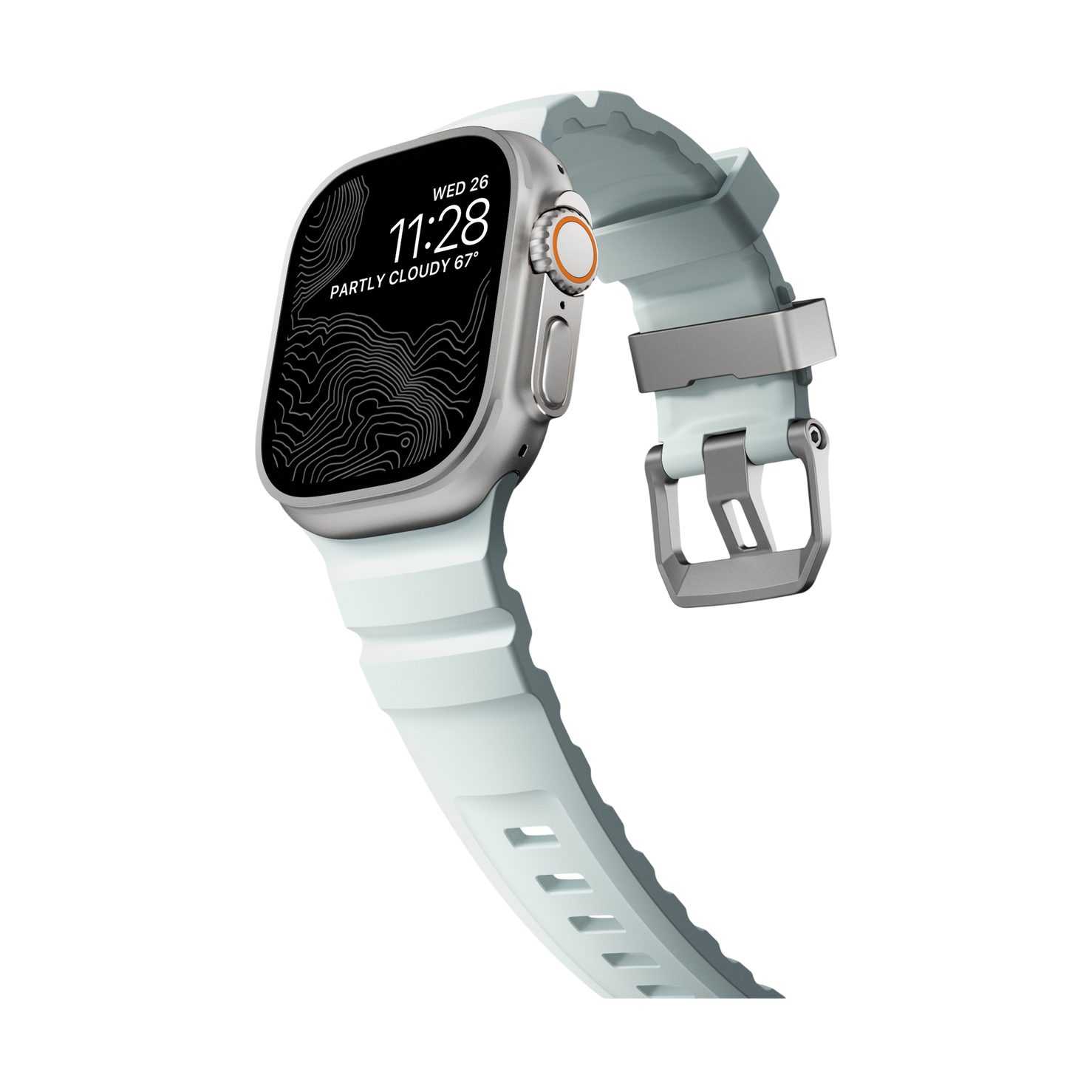 Nomad Rocky Point Band - 46/49mm - Icy Blue Glow - Natural Hardware - Limited Edition