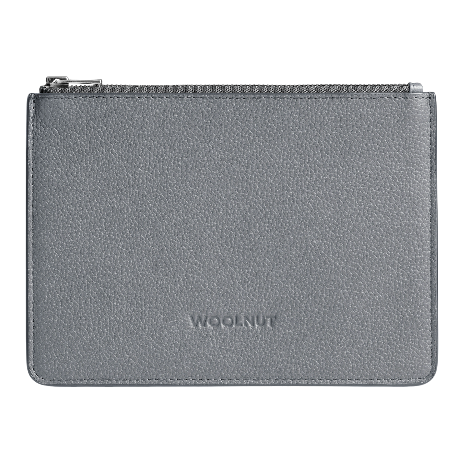WOOLNUT Flat Leather Pouch - Grey