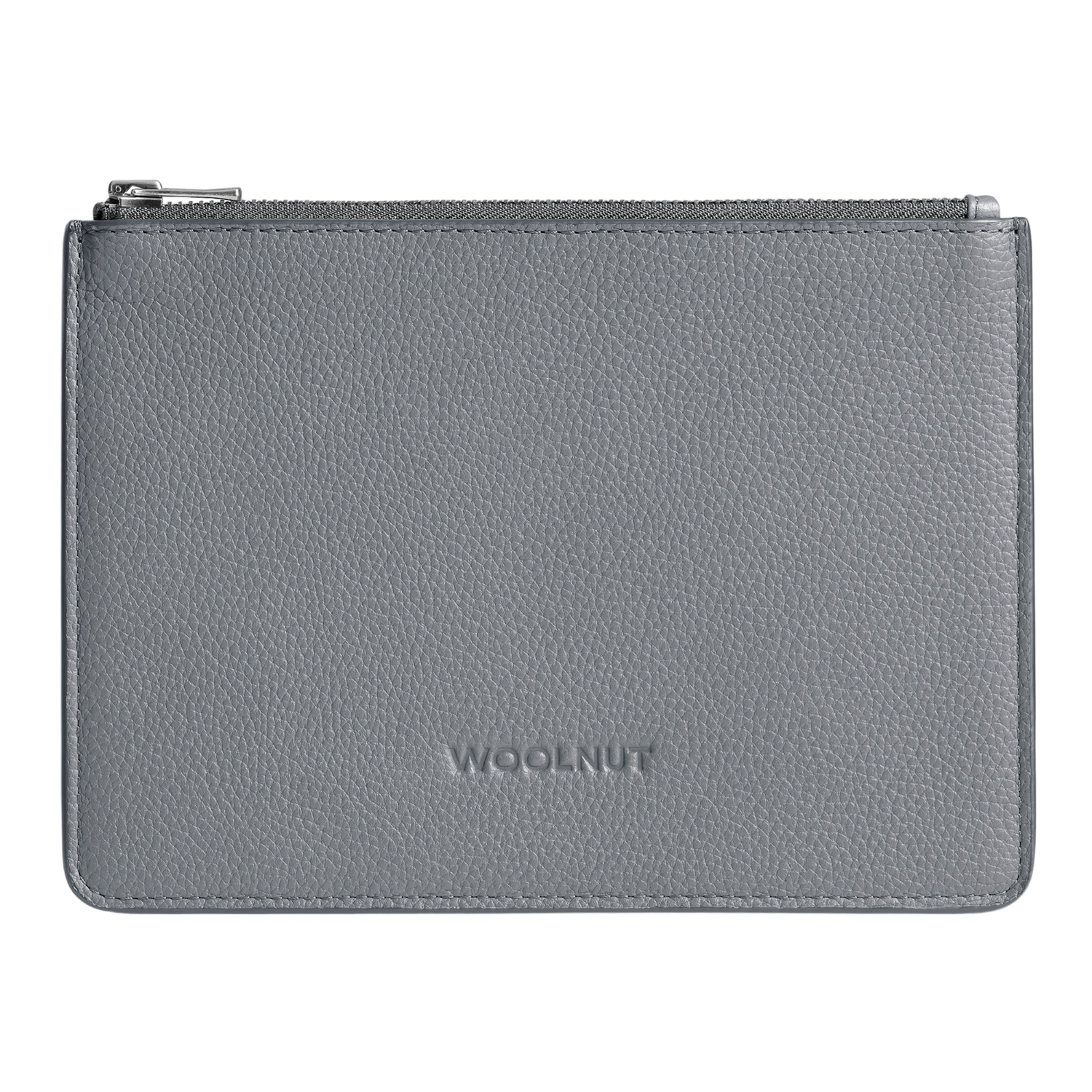 WOOLNUT Flat Leather Pouch - Grey