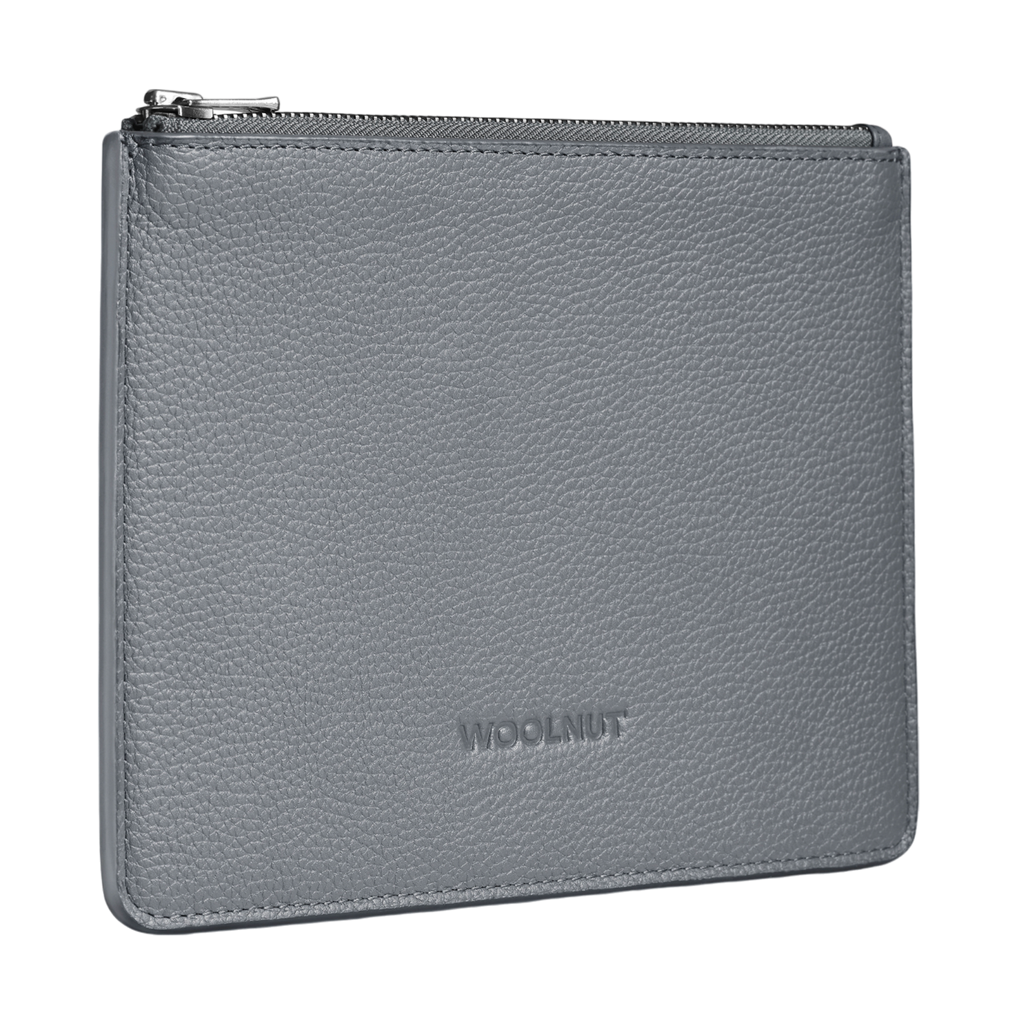 WOOLNUT Flat Leather Pouch - Grey
