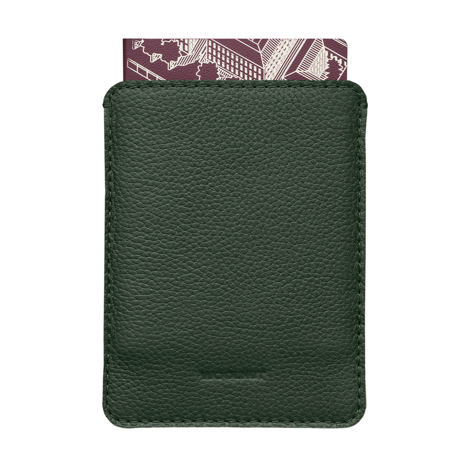 WOOLNUT Leather Sleeve for Passport - Green