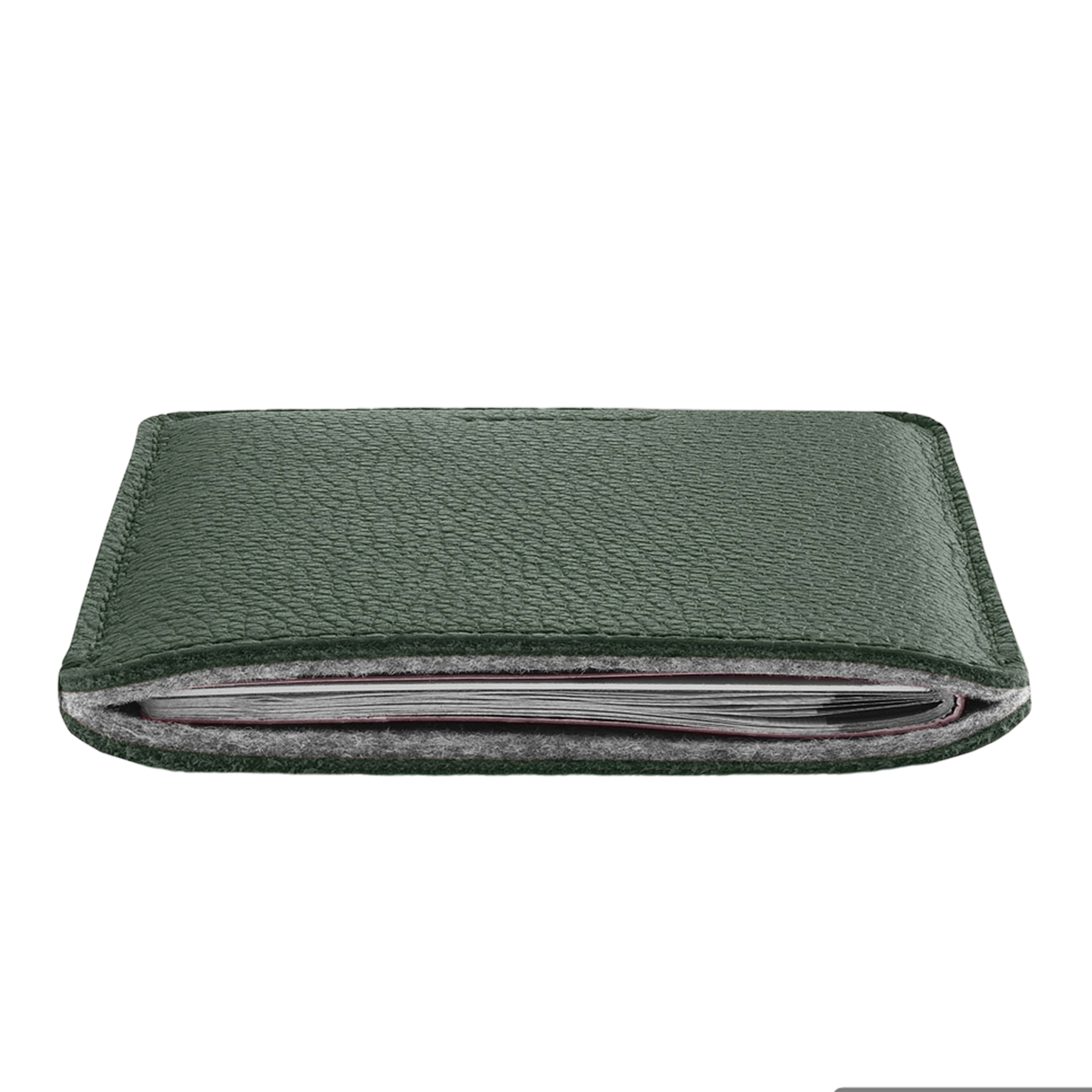 WOOLNUT Leather Sleeve for Passport - Green