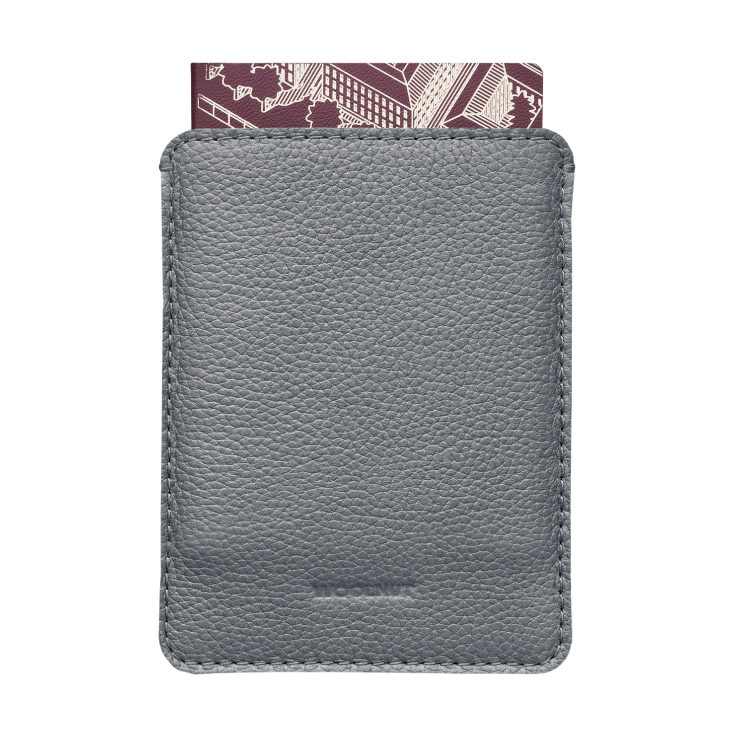 WOOLNUT Leather Sleeve for Passport - Grey