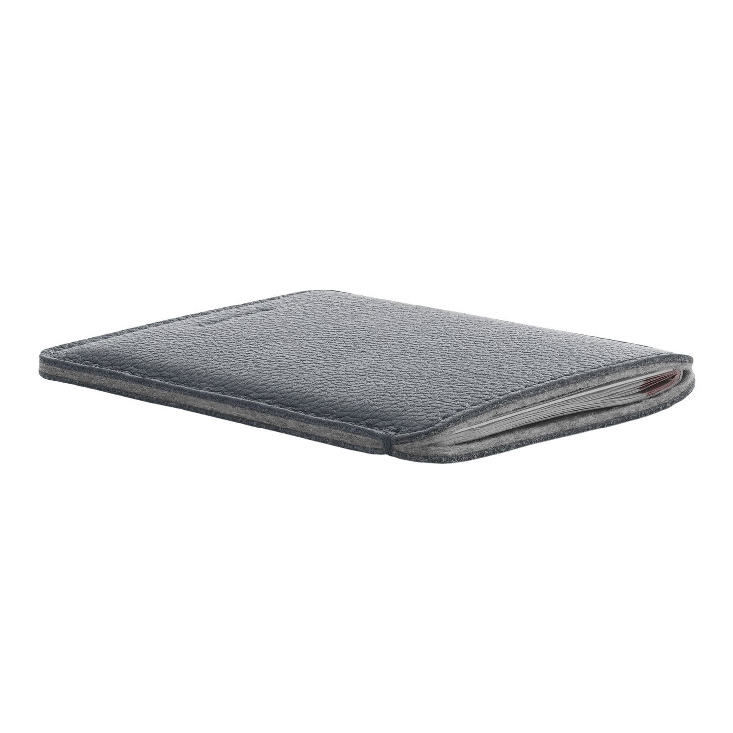 WOOLNUT Leather Sleeve for Passport - Grey