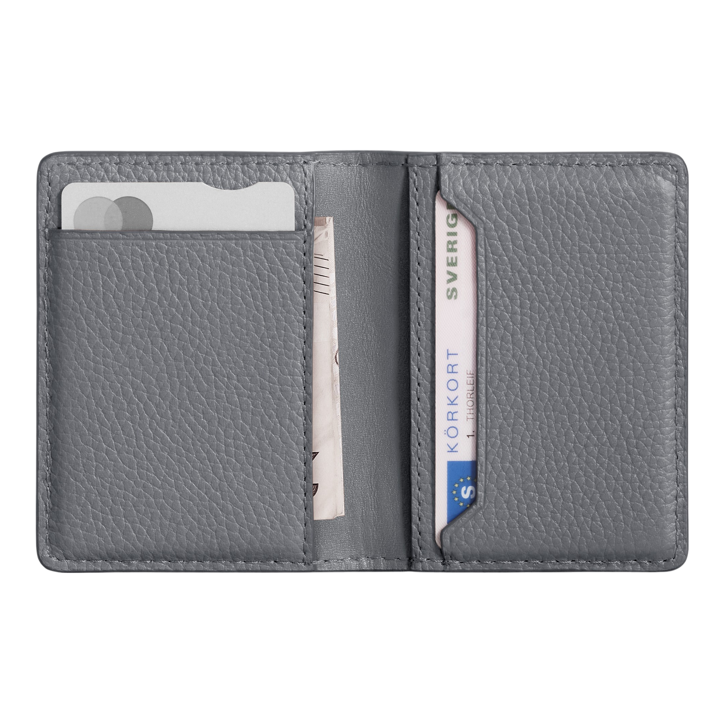 WOOLNUT Leather Wallet - Grey