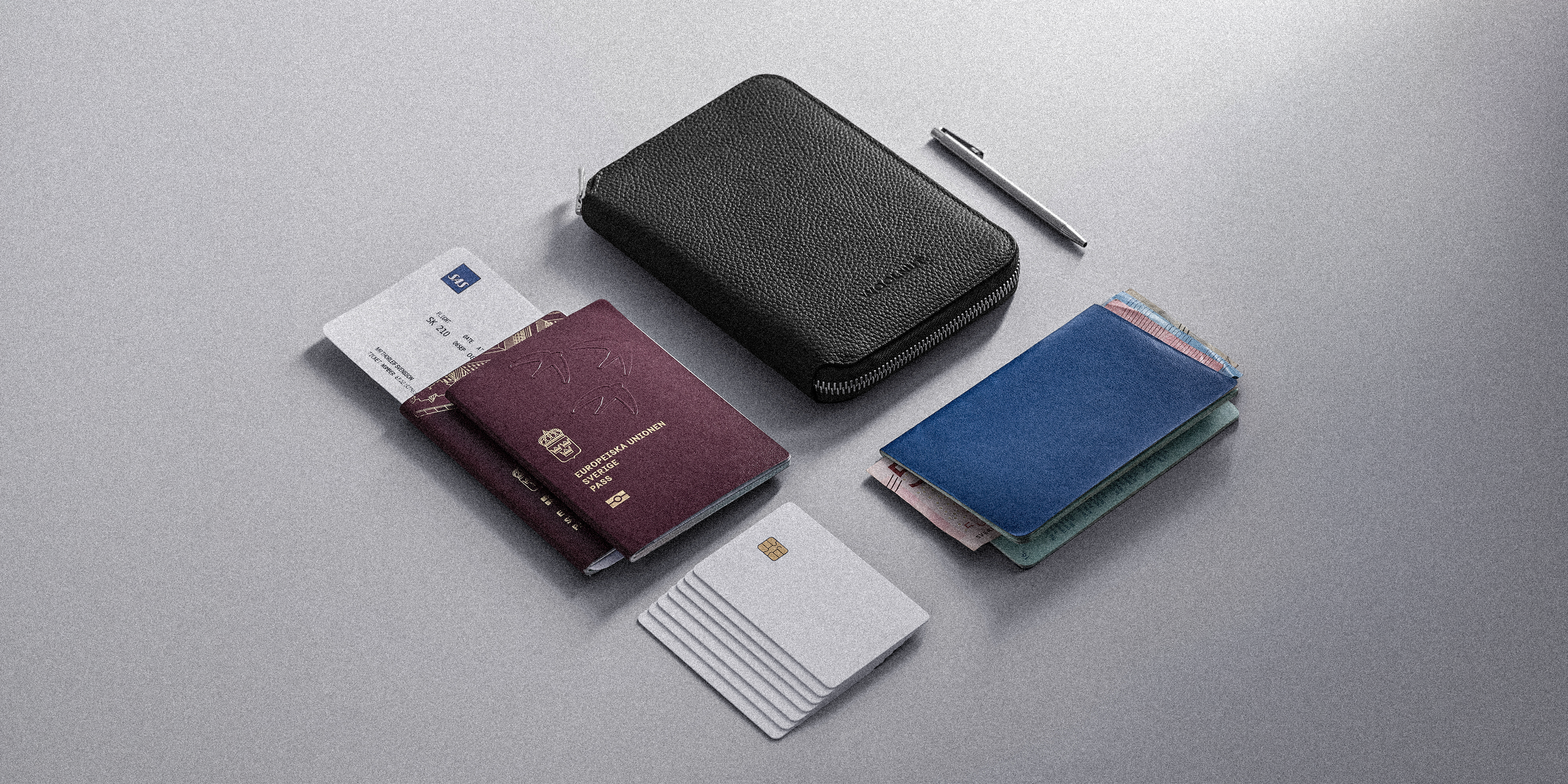 Woolnut Leather Travel Folio - Black