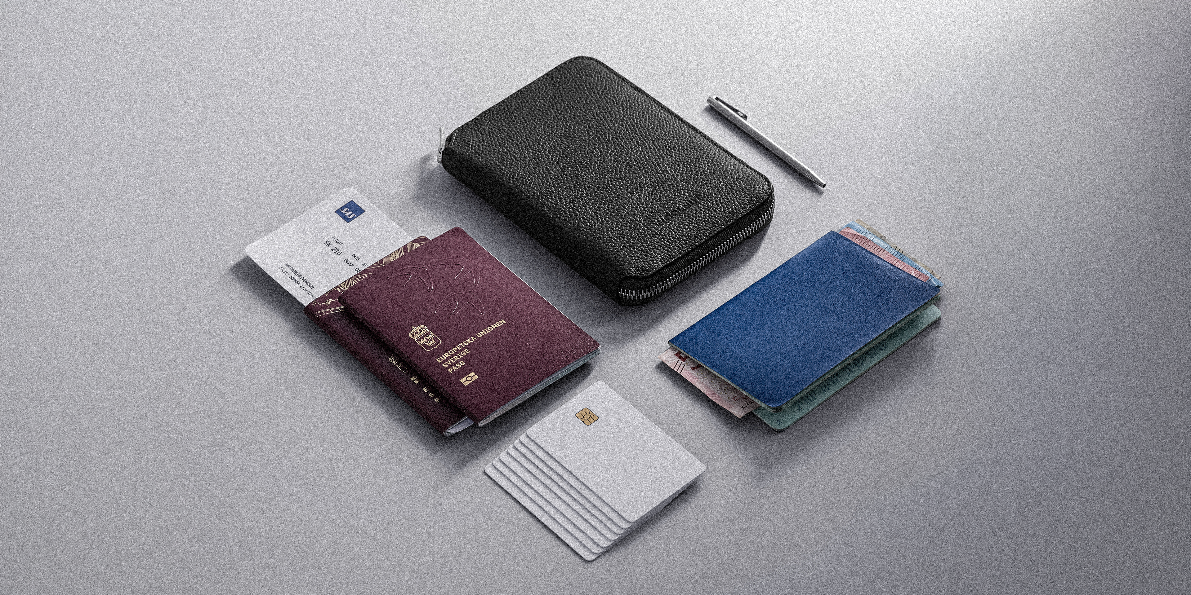 Woolnut Leather Travel Folio - Black