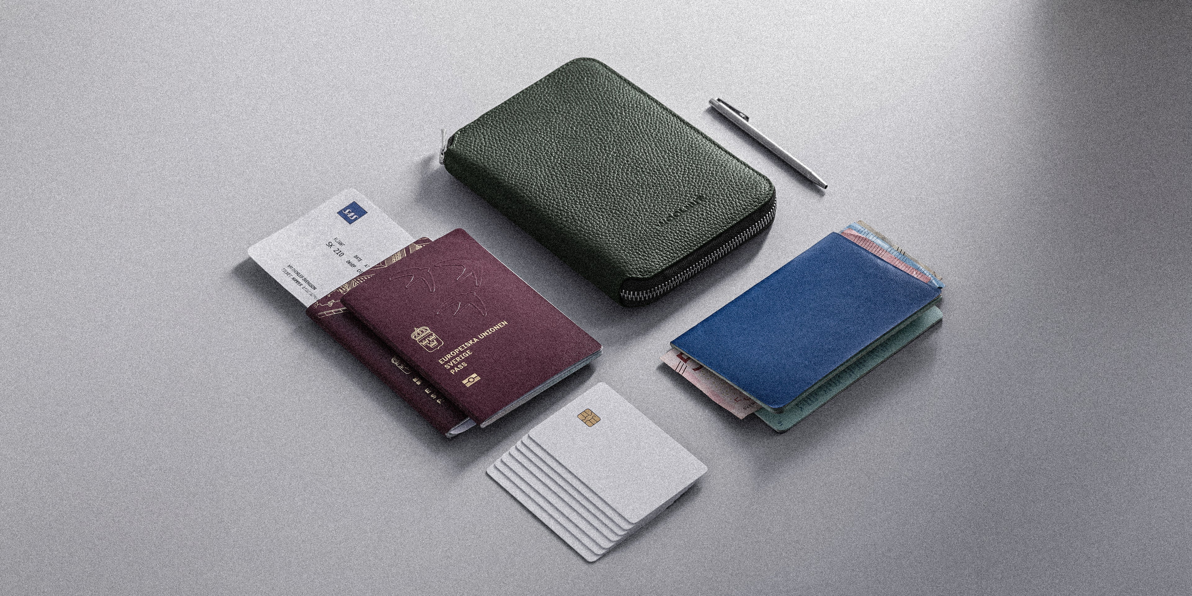 Woolnut Leather Travel Folio - Green