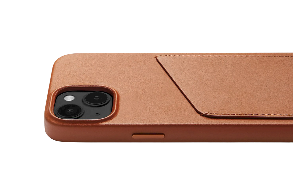 Mujjo Full Leather Wallet Case for iPhone 15/14/13 - Tan