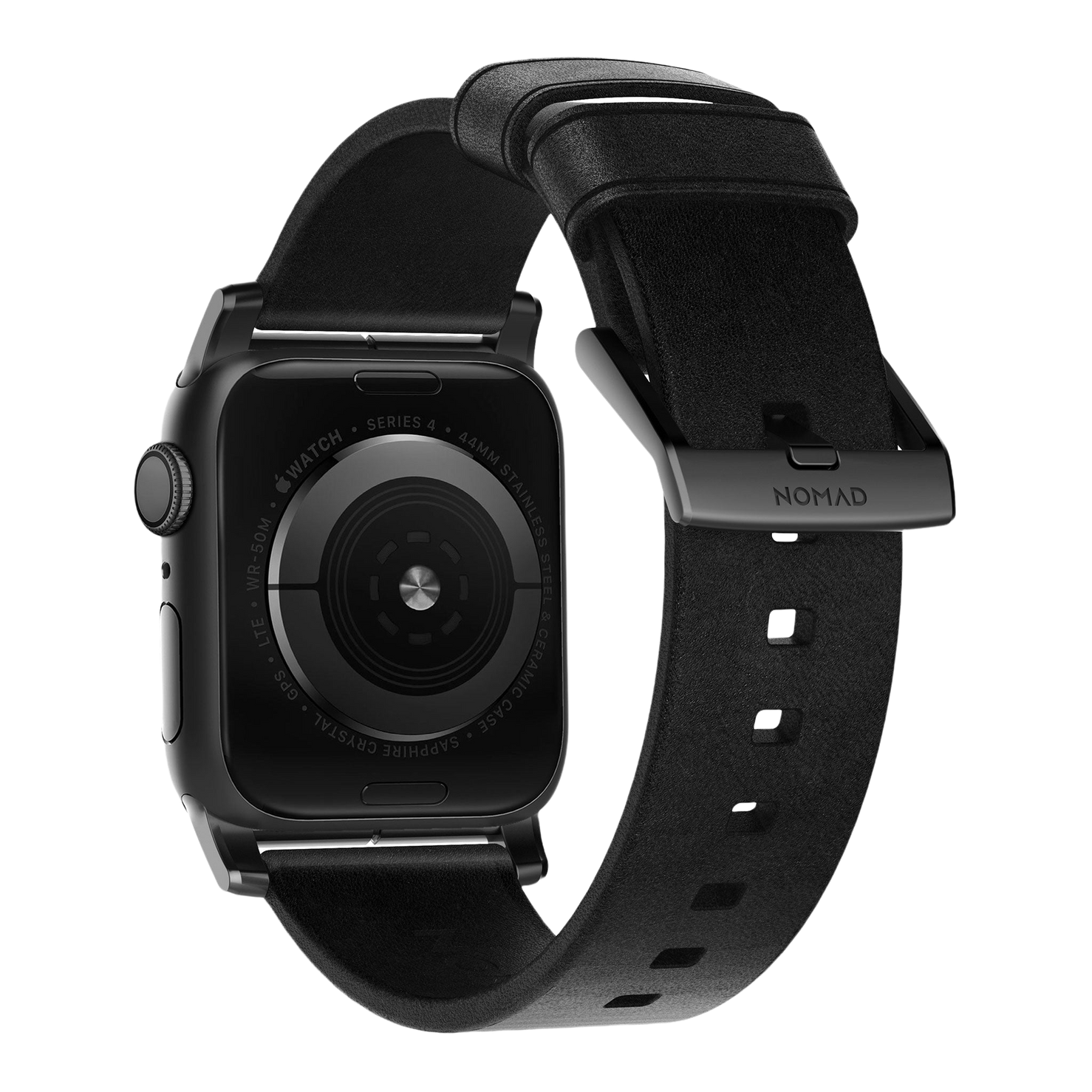 Nomad Modern Band with Horween Leather - 46/49mm - Black - Black Hardware