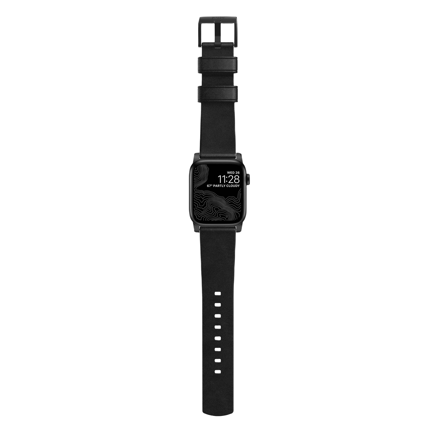 Nomad Modern Band with Horween Leather - 46/49mm - Black - Black Hardware