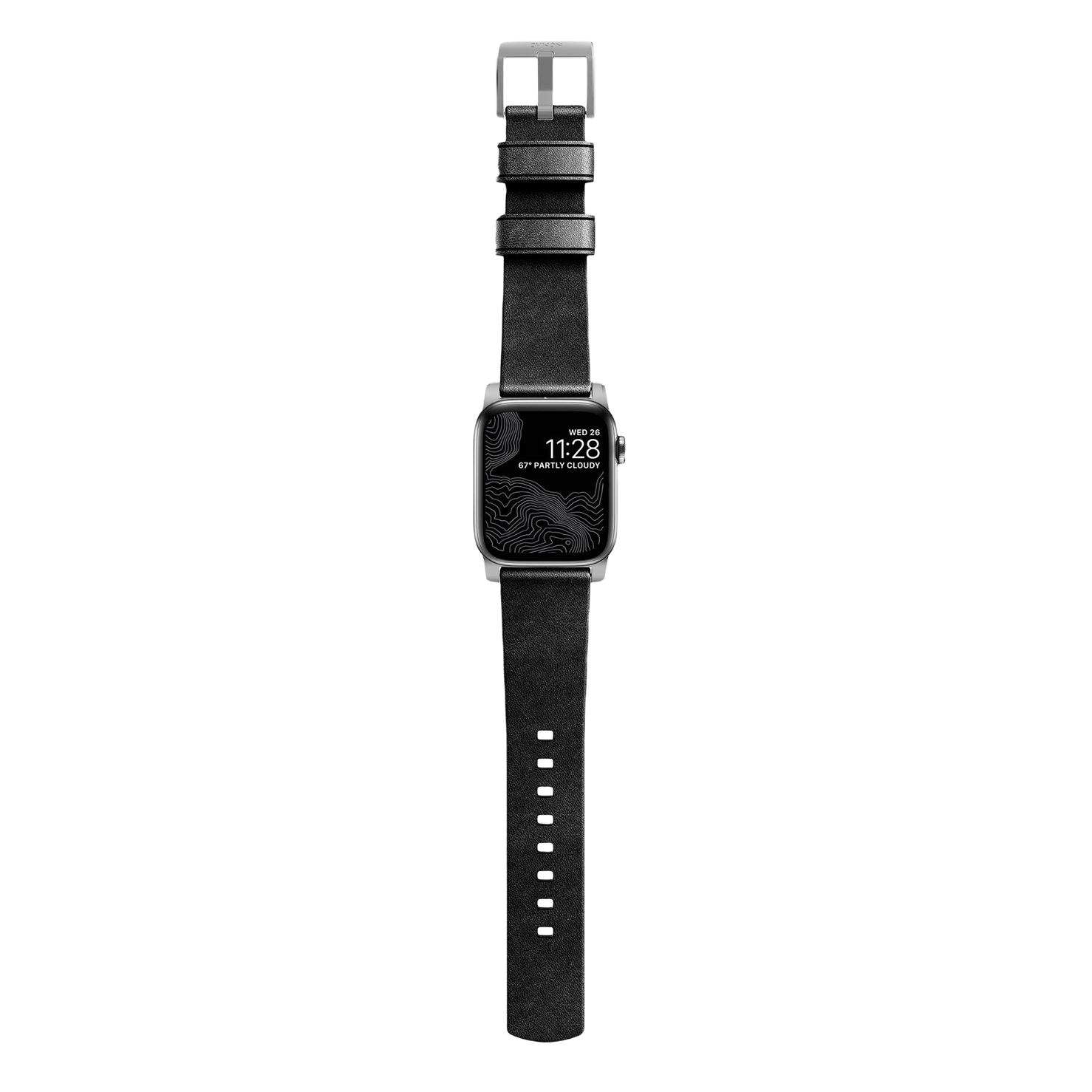 Nomad Modern Band with Horween Leather - 46/49mm - Black - Silver Hardware