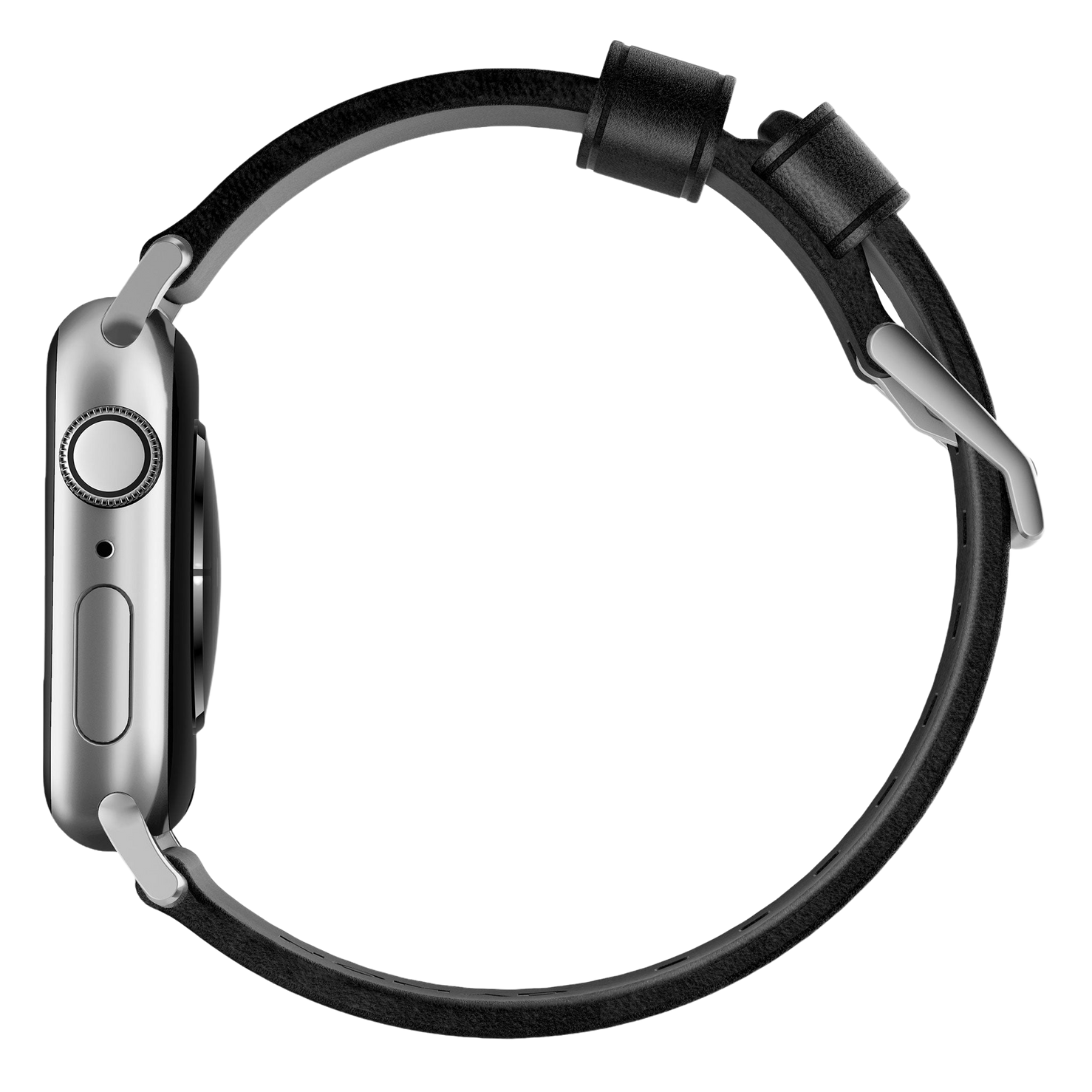 Nomad Modern Band with Horween Leather - 46/49mm - Black - Silver Hardware