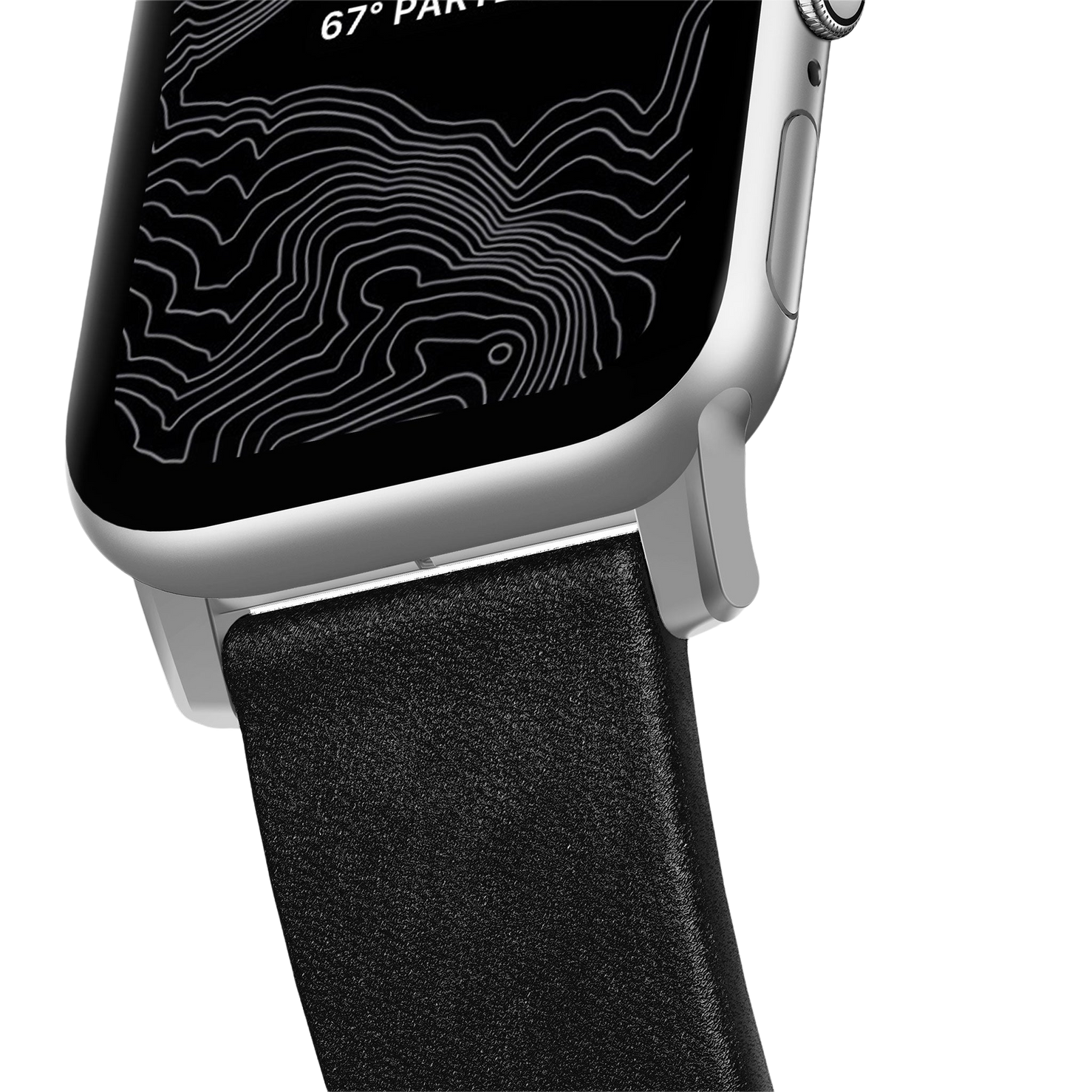 Nomad Modern Band with Horween Leather - 46/49mm - Black - Silver Hardware