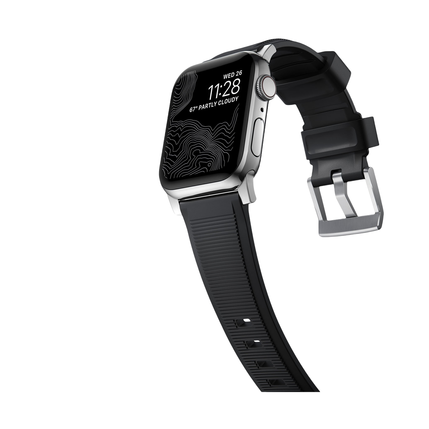 Nomad Rugged Band - 46/49mm - Black - Silver Hardware