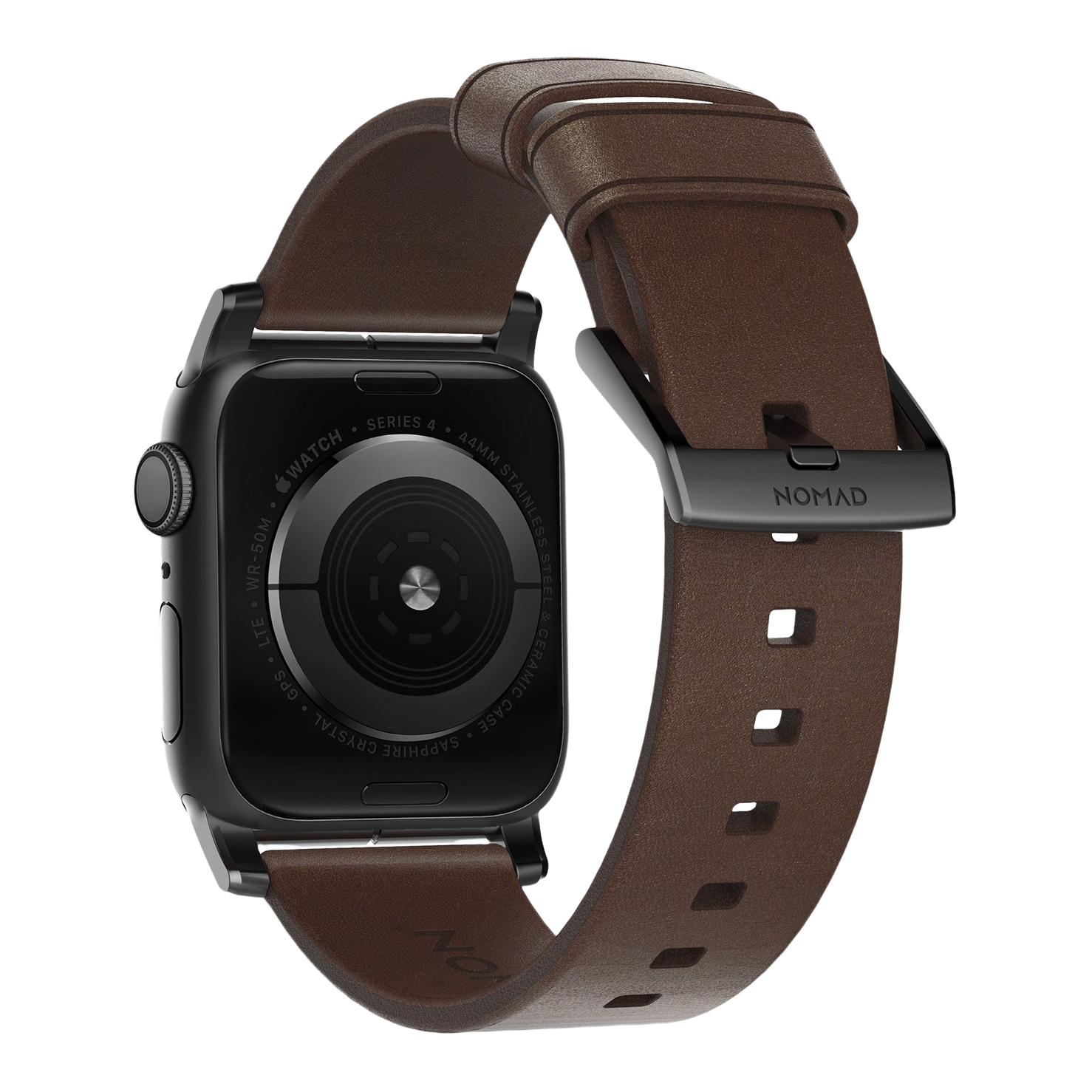 Nomad Modern Band with Horween Leather - 46/49mm - Brown - Black Hardware