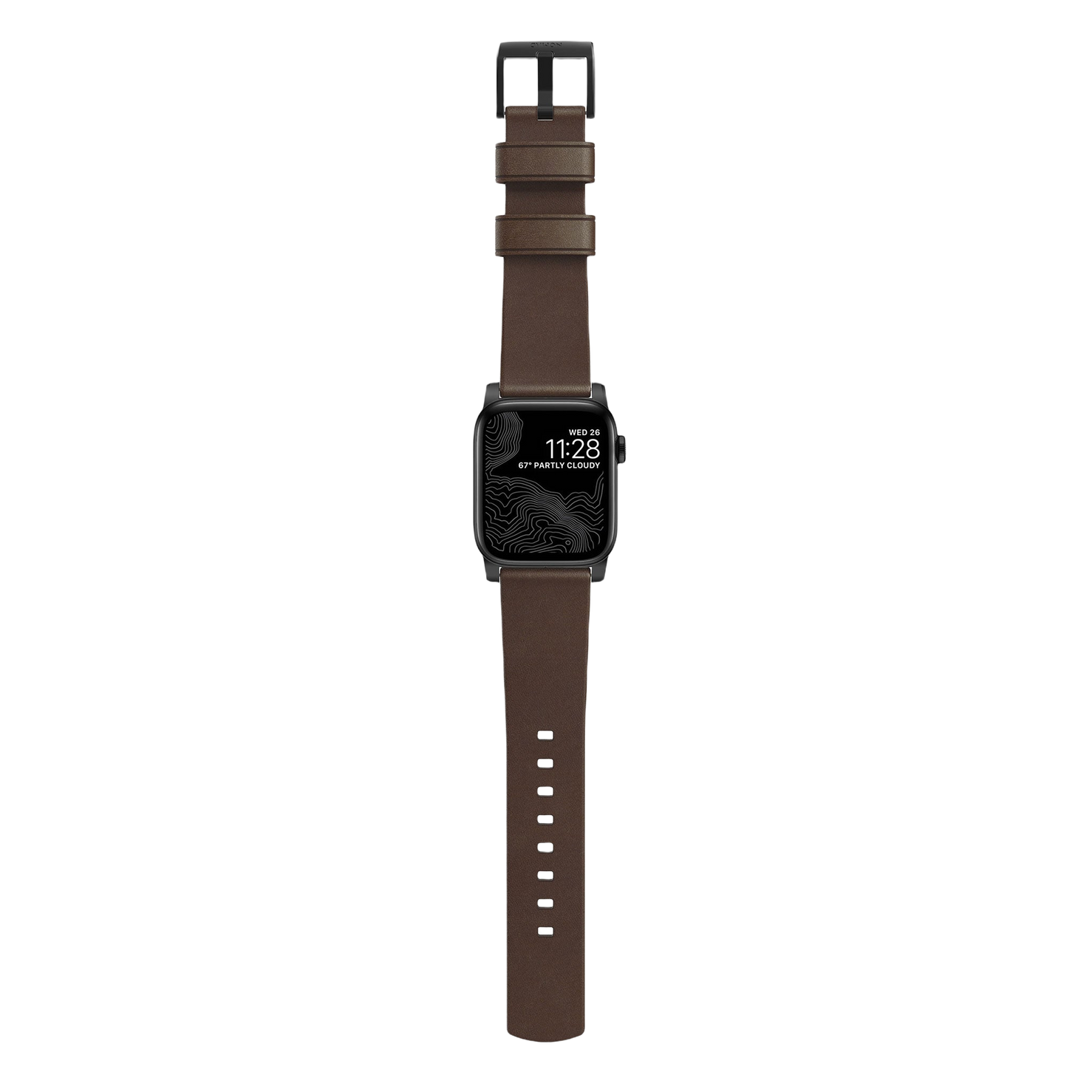 Nomad Modern Band with Horween Leather - 46/49mm - Brown - Black Hardware
